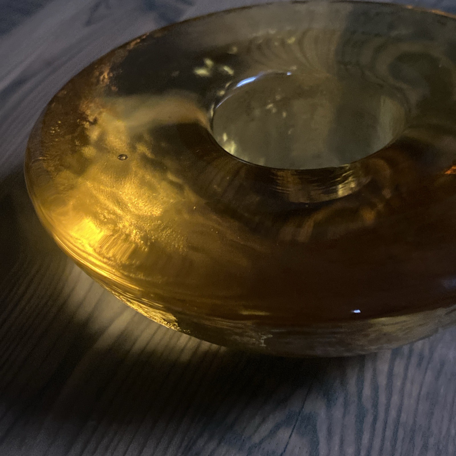 Fire & Light Citrus Recycled Glass Wide Lip Candle Holder Votive Tealight Signed