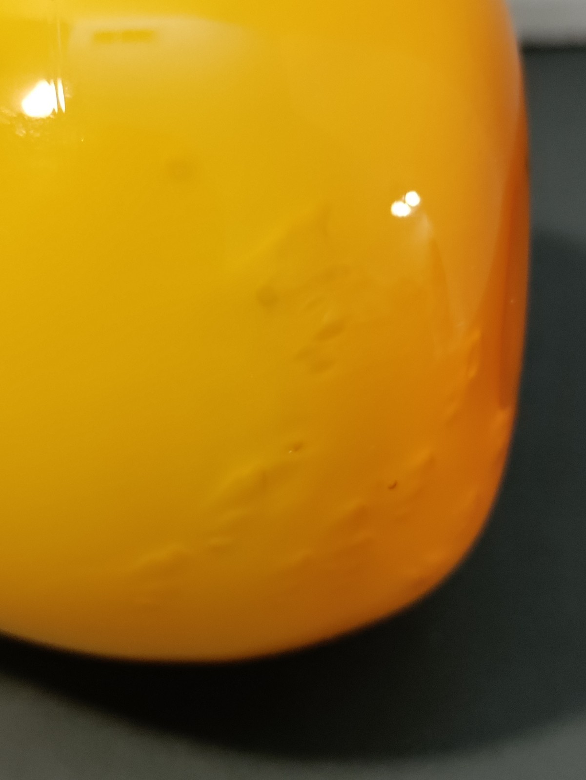 Hand Blown Glass Pear Figurine Paperweight Fruit Yellow Orange 4.5″