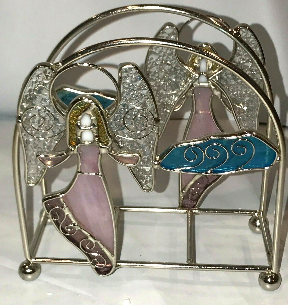 Stained Glass Blue/Pink Angel Napkin Holder [9024-A]