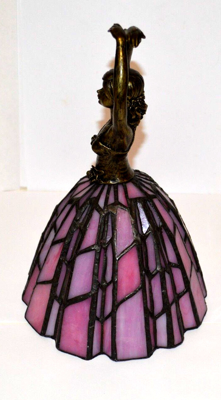 Rare Vintage Tiffany style stained glass bronze Ballet dancer figure