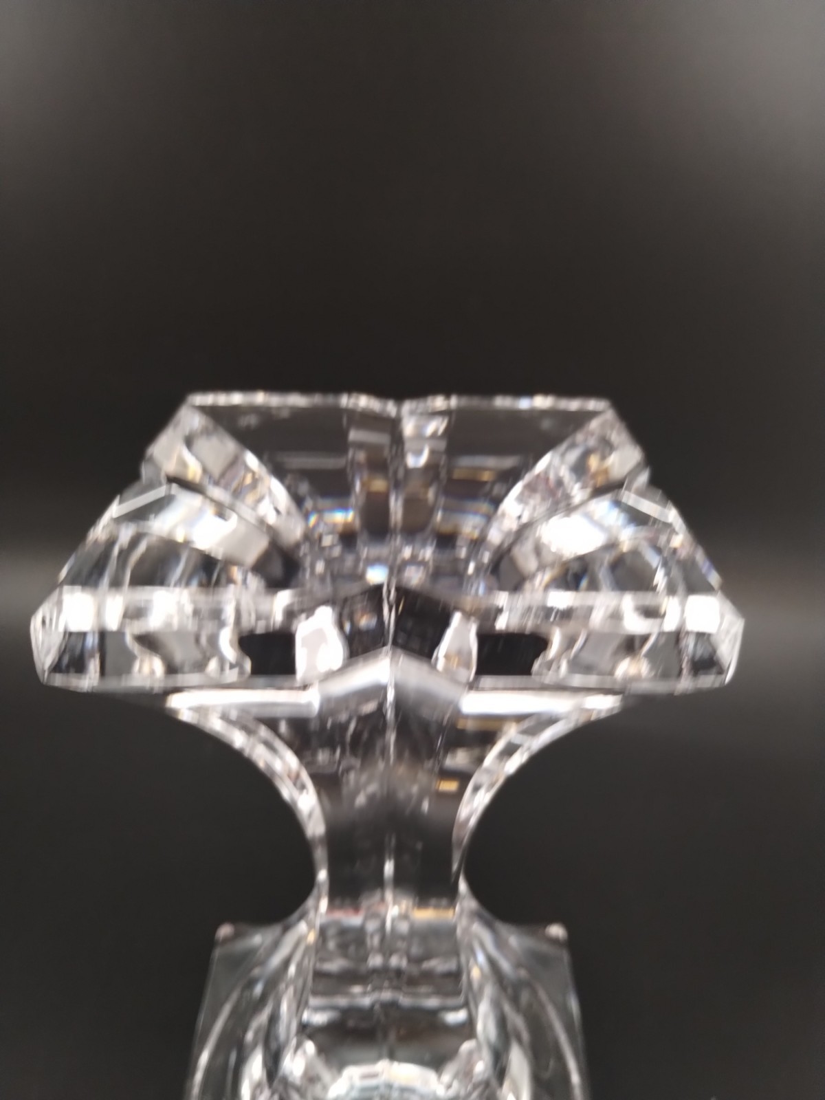 (2) 24% Lead Crystal Candleholder~6″~Slovenia~Like WATERFORD MARQUIS~Verano~XLNT