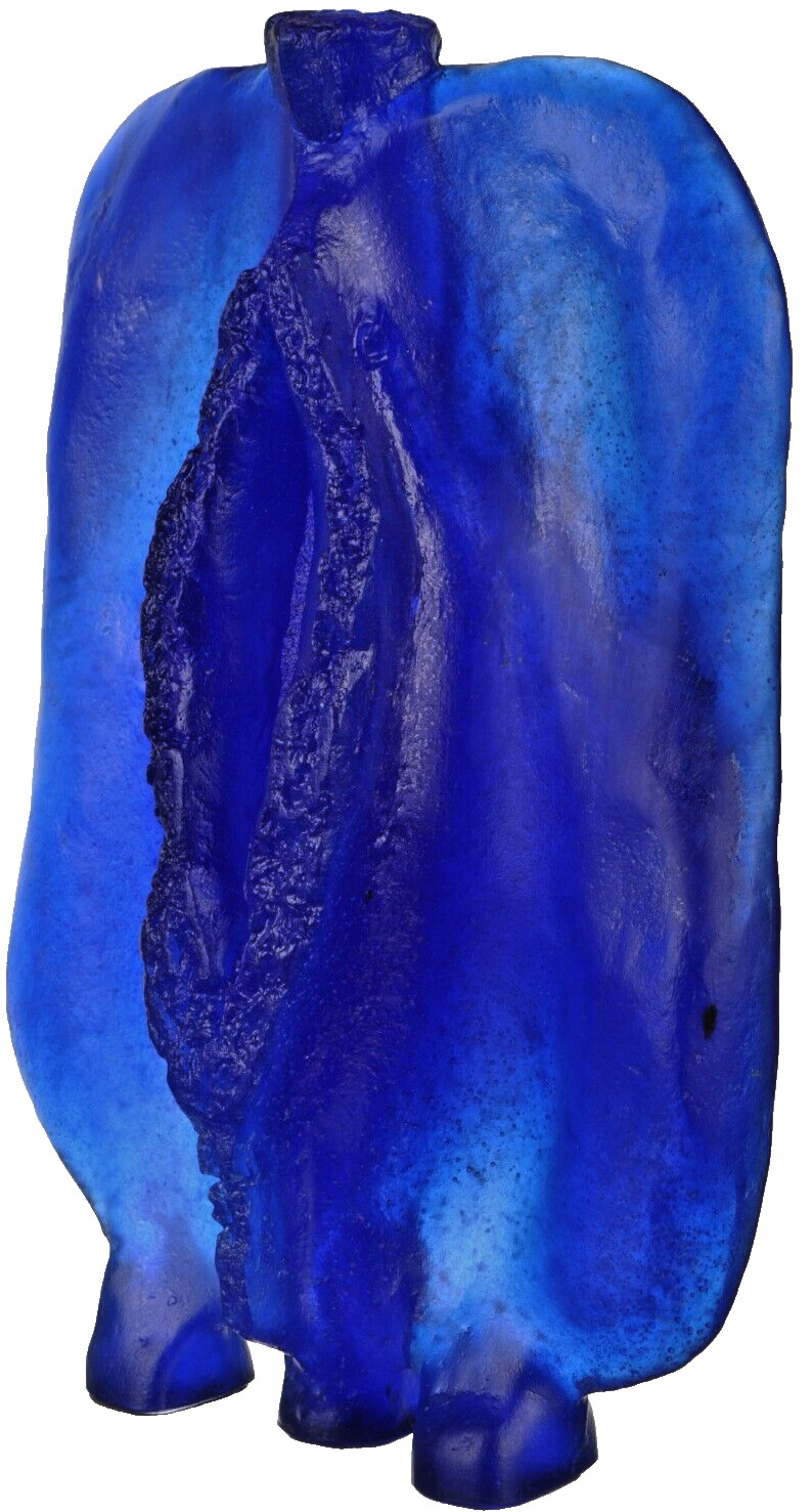 DAUM Crystal Vesuve Figurine Blue Signed by Thomas Gleb Limited Edition MIB