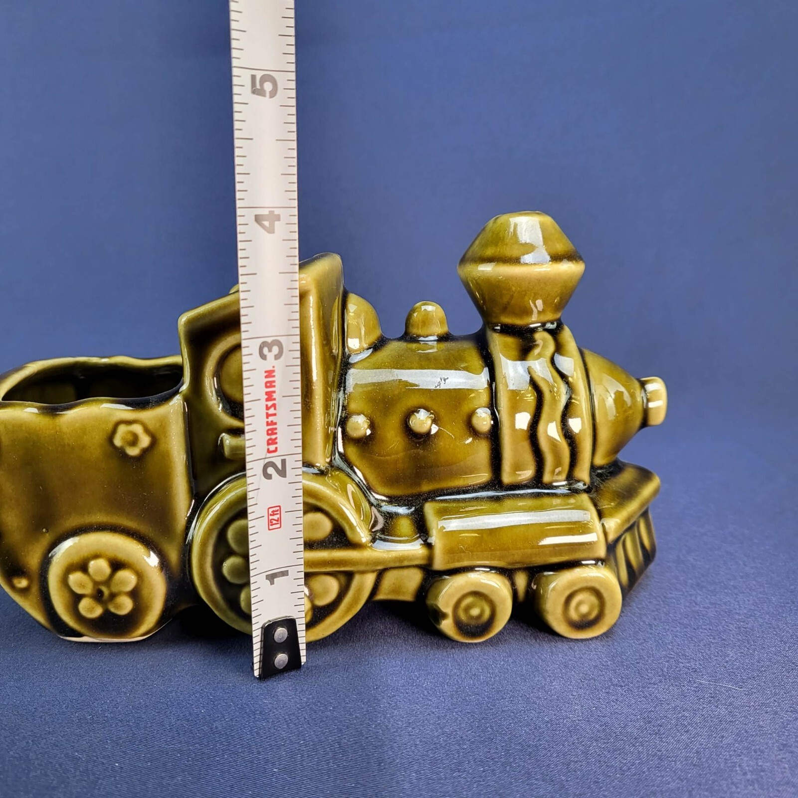 Vintage McCoy Train Engine Choo Choo Planter Green