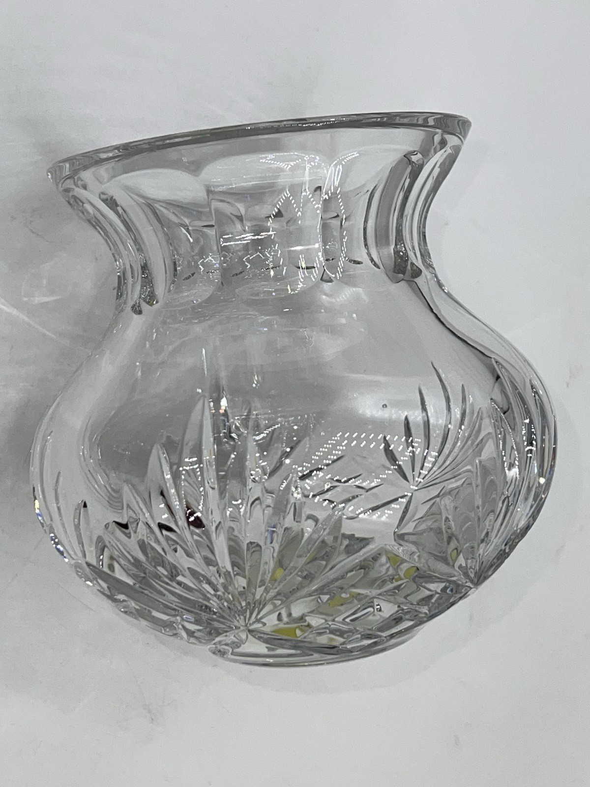 Rogaska Richmond Crystal Flower Vase Yugoslavia Signed 4.75″ WOBBLES!
