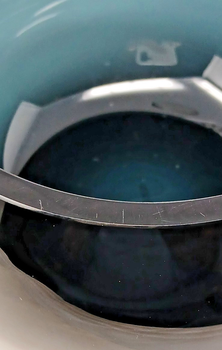 Georg Jensen Denmark Bluish Green Art Glass Bowl 4 1/2 tall x 5 3/8 in diameter