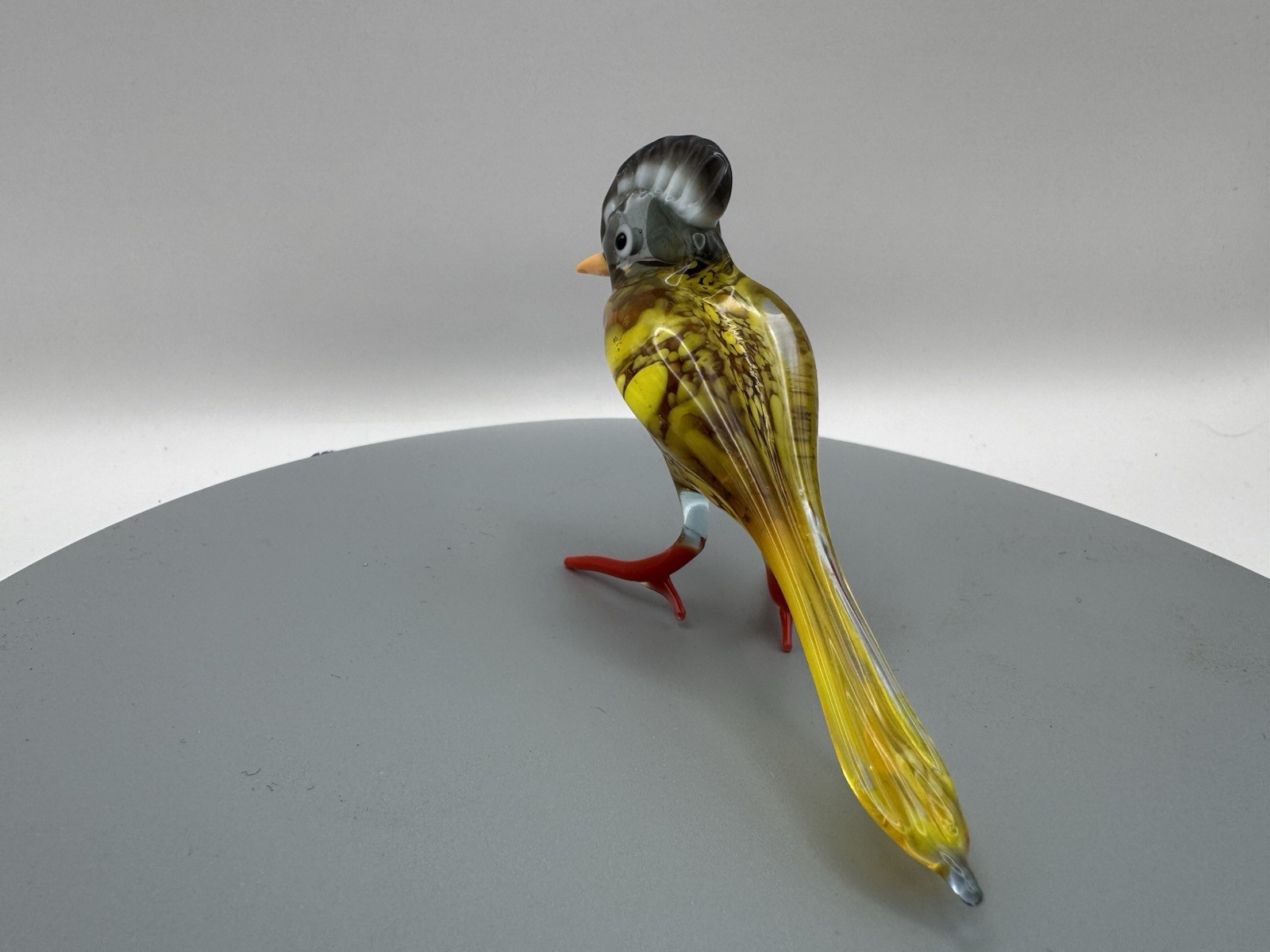 Handmade Art Glass Bird Figurine Yellow Gray Red 4in Russia Decorative