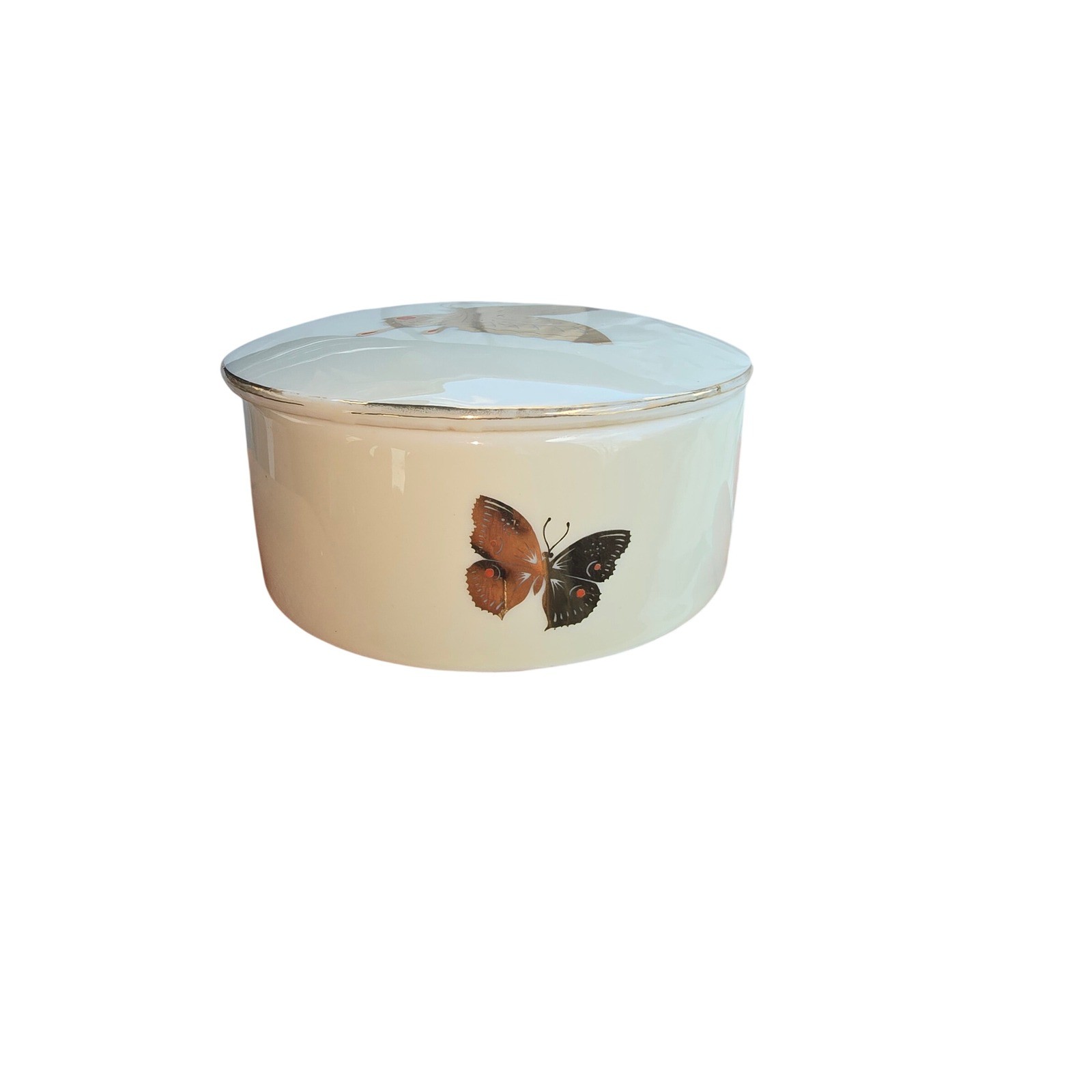 Vintage Takahashi San Francisco Butterflies Porcelain Trinket Box Gold Japan