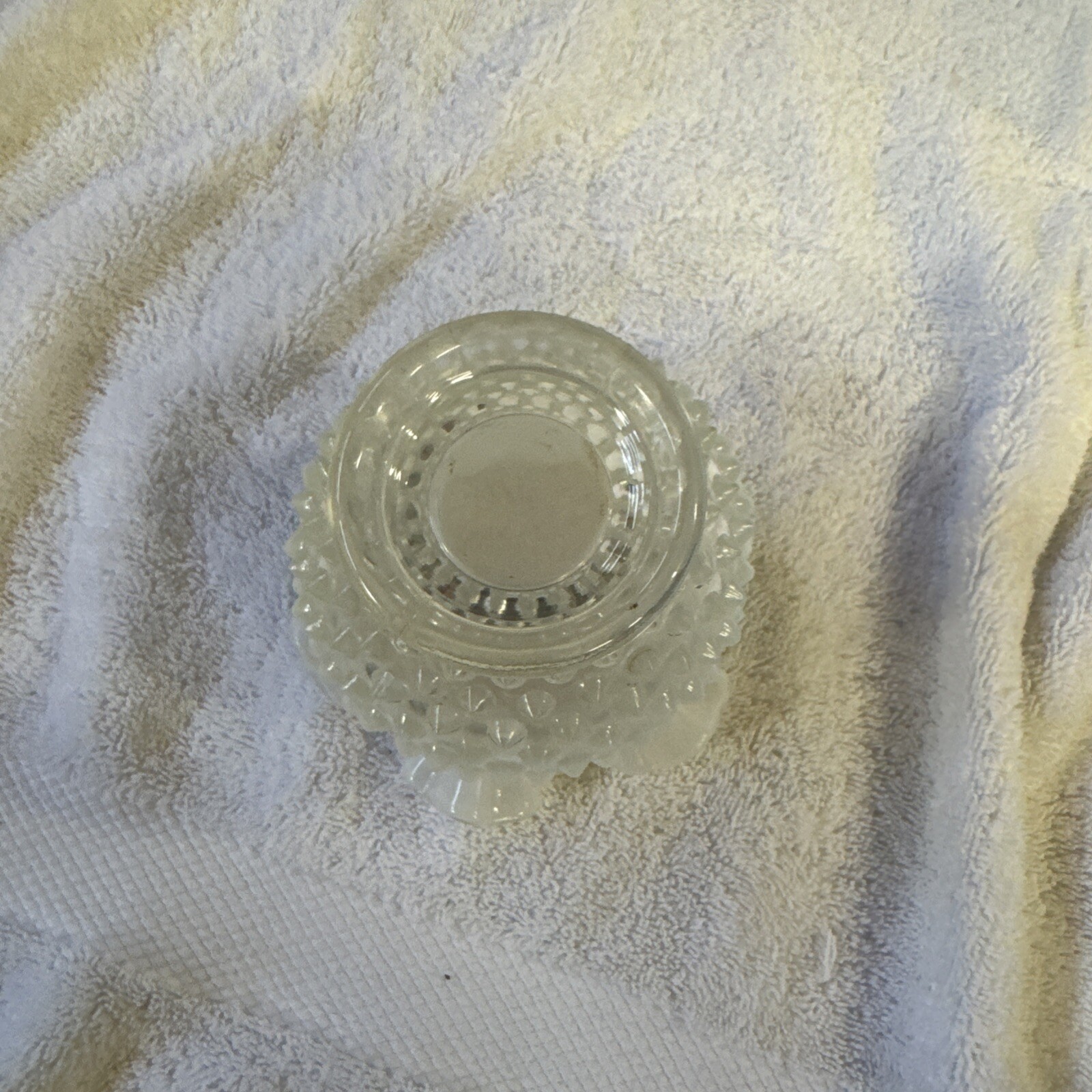 Vintage Rose Bowl Ruffle Crimp Edge Hobnail Glass Vase