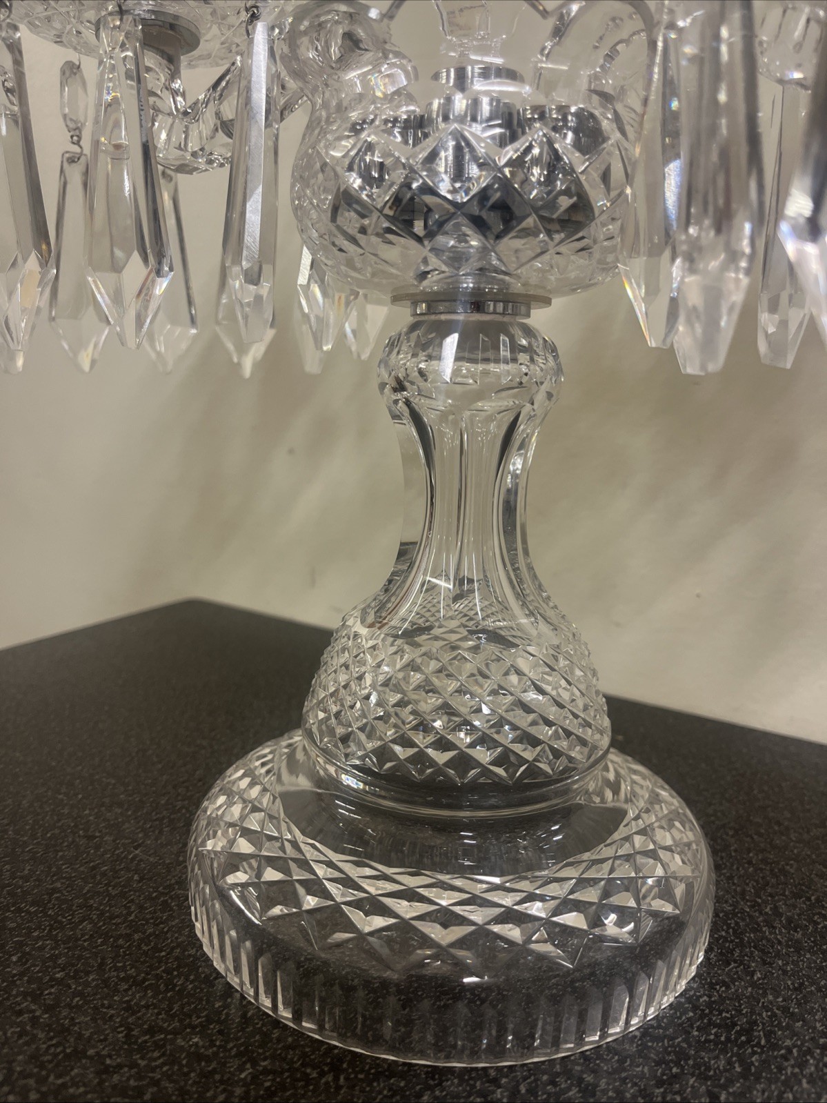 WATERFORD Crystal Candelabra Centerpiece 2 Arms Candle Holder Vintage Ireland