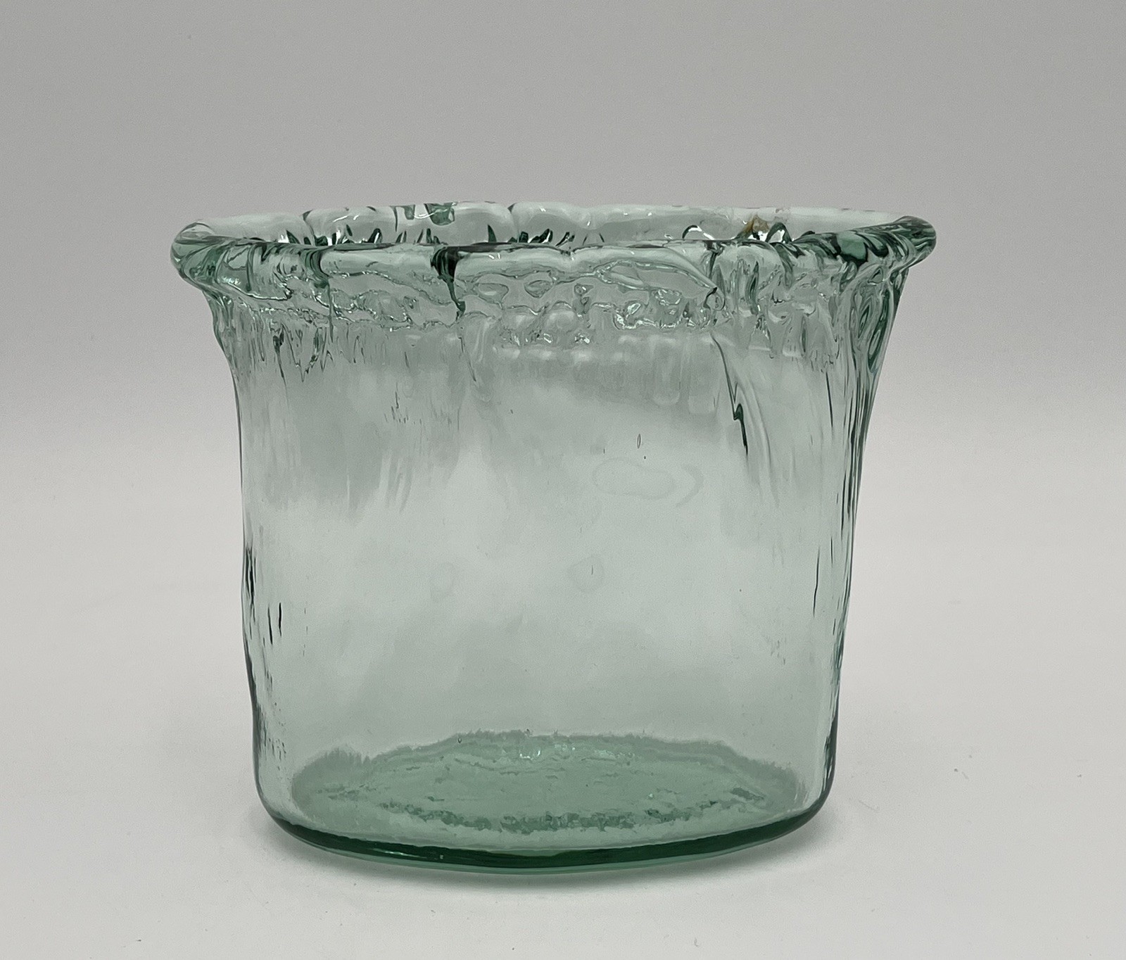 Recycled Green Glass Vase Sea Grass Texture Oval Organic Modern Wave Edge