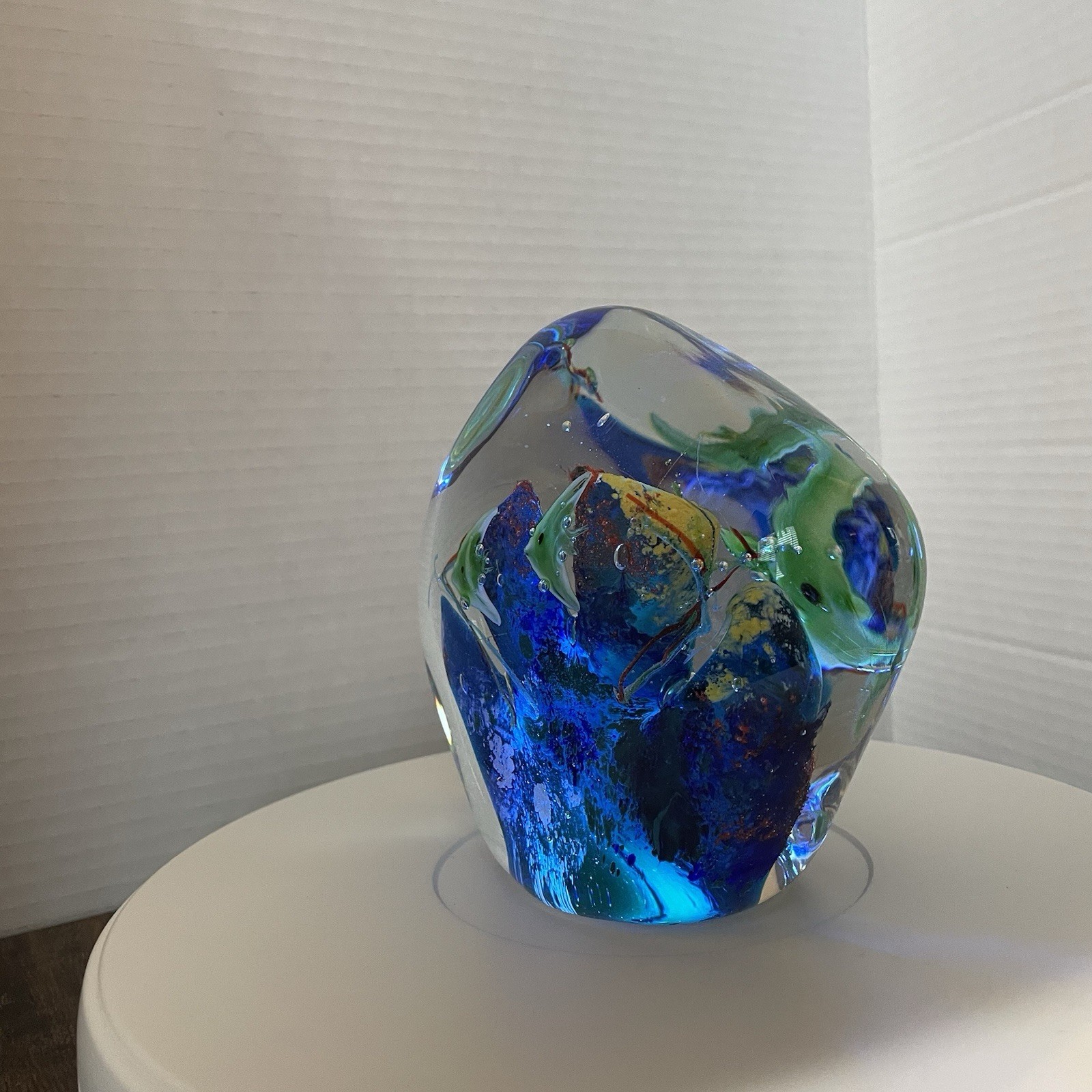 Murano Style Art Glass Paperweight Fish Aquarium Tropical 5” x 6”Sculpture 4 LB