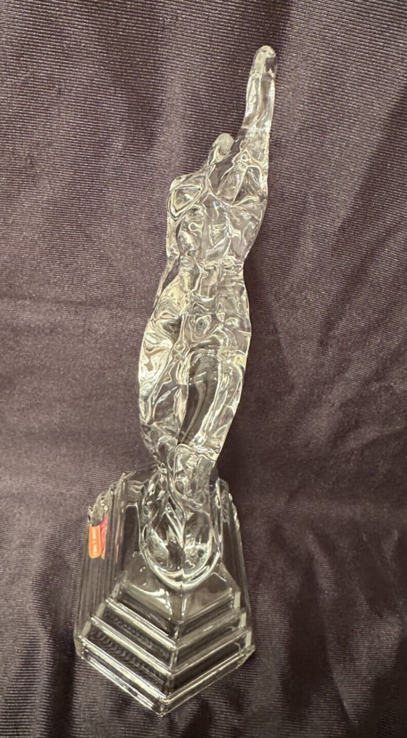 Vintage RCR Crystal Glass Statue Figurine Dancer Ofelia Flowing Hair Sculpture