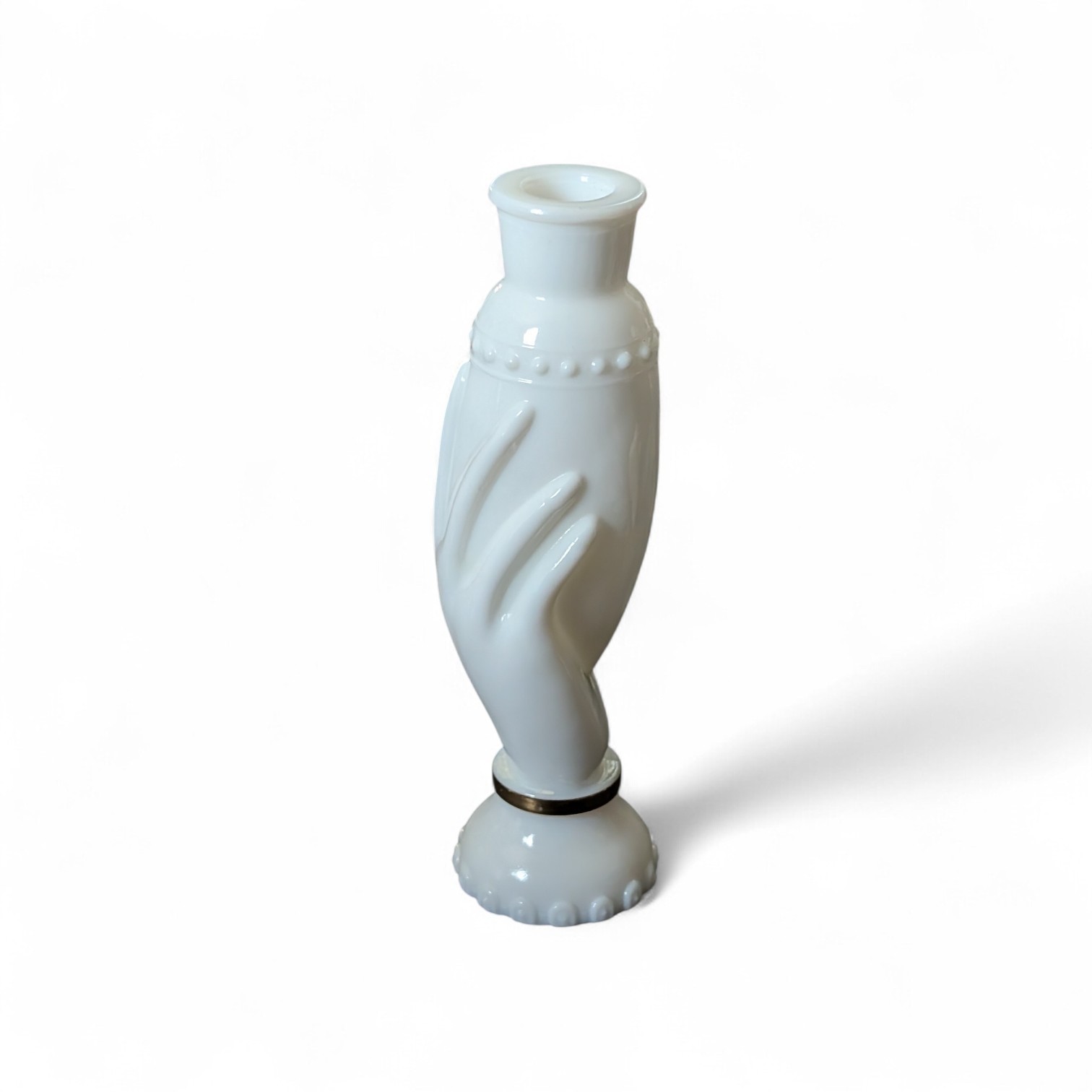 Victorian Style Milk Glass Hand Vase Dark Academia Decor Surrealist Gothic 6″