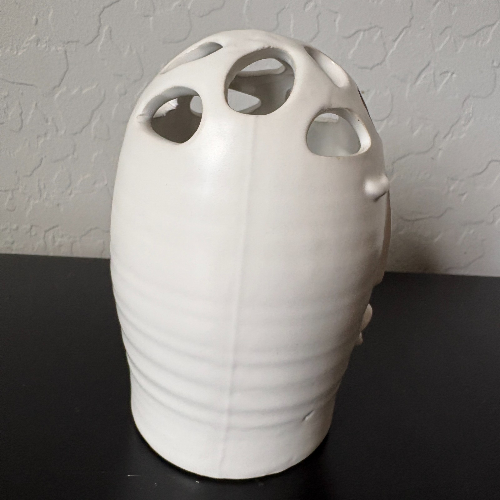 Picasso Bud Vase White Pottery Ugly Face Pottery 6.5″ Tall