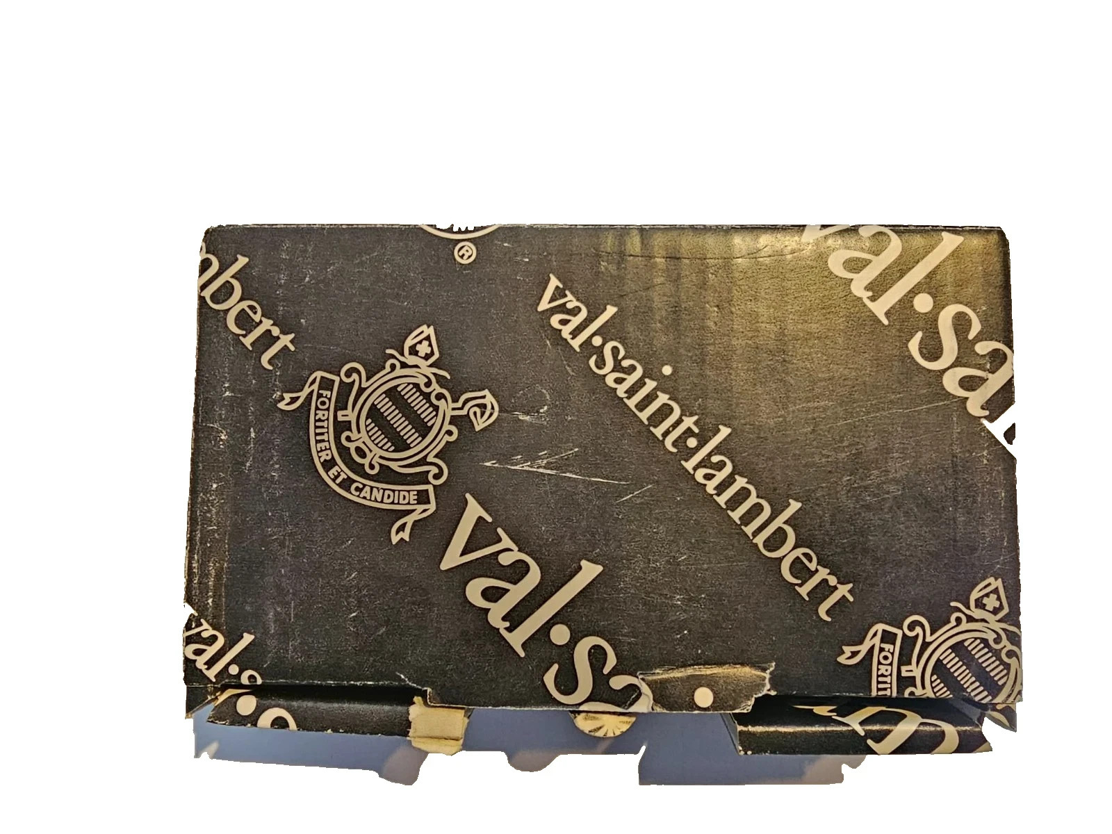 Val Saint Lambert large crystal jewelry – cigar – vanity – trinket – favor box