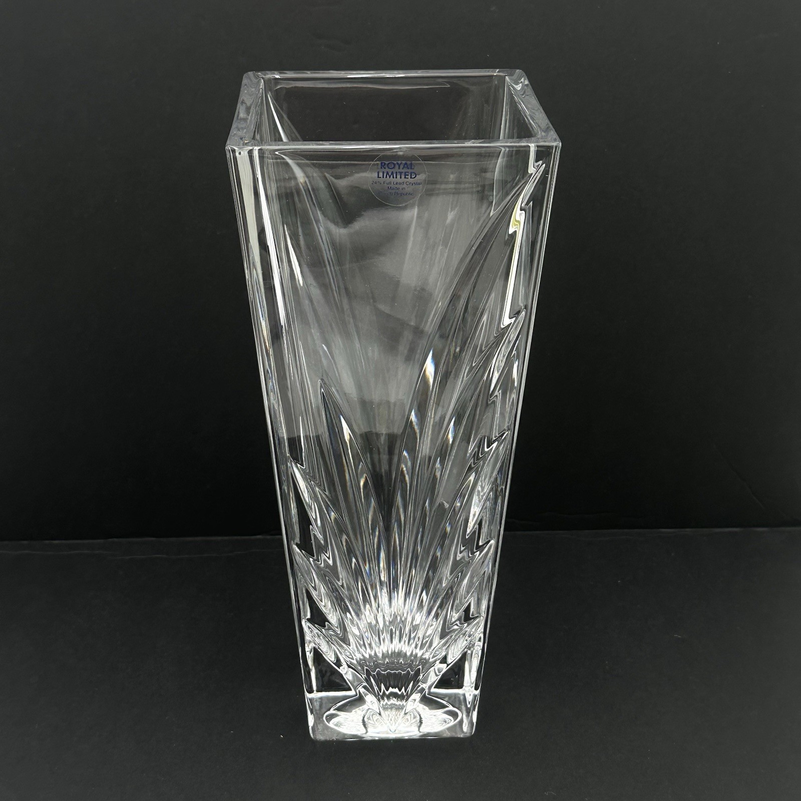 Royal Limited 10 1/2″ Square Vase Heavy 24% Leaded Crystal