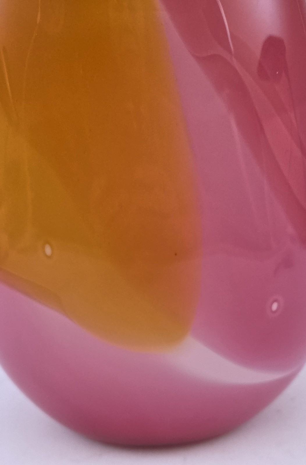 Mystery Artist Signed Studio Art Glass Bud Vase 11-1/2″ x 6-1/2″ x 3-1./2″