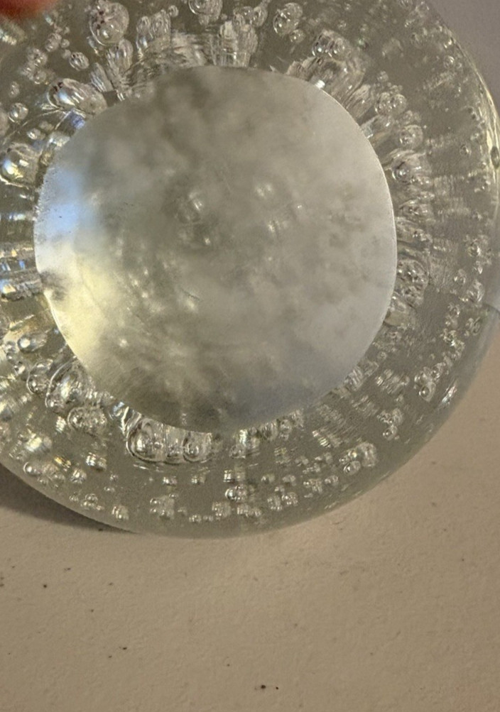 Vintage Clear Art Glass Paperweight Large Controlled Bubbles 5.5” Orb Ball