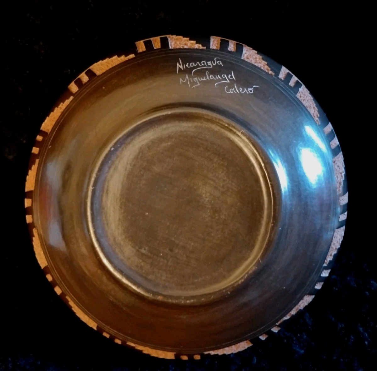 Signed Calero Nicaragua Geometric Design Earthtone Pottery Vase
