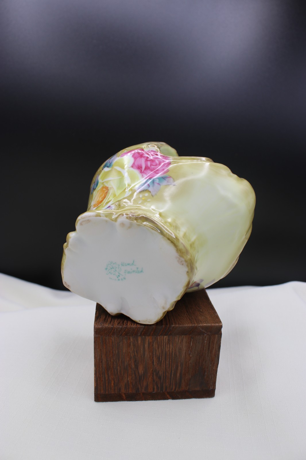 Vintage 4 Inch Nippon Miniature Basket Hand Painted with Flowers and Gold Trim