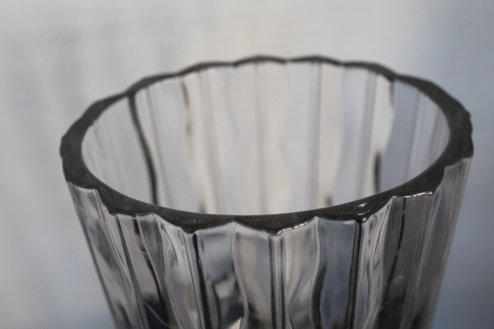 Vintage Crystal oval Wavy Ribbed Ripple vase heavy 8.5 inches Tall