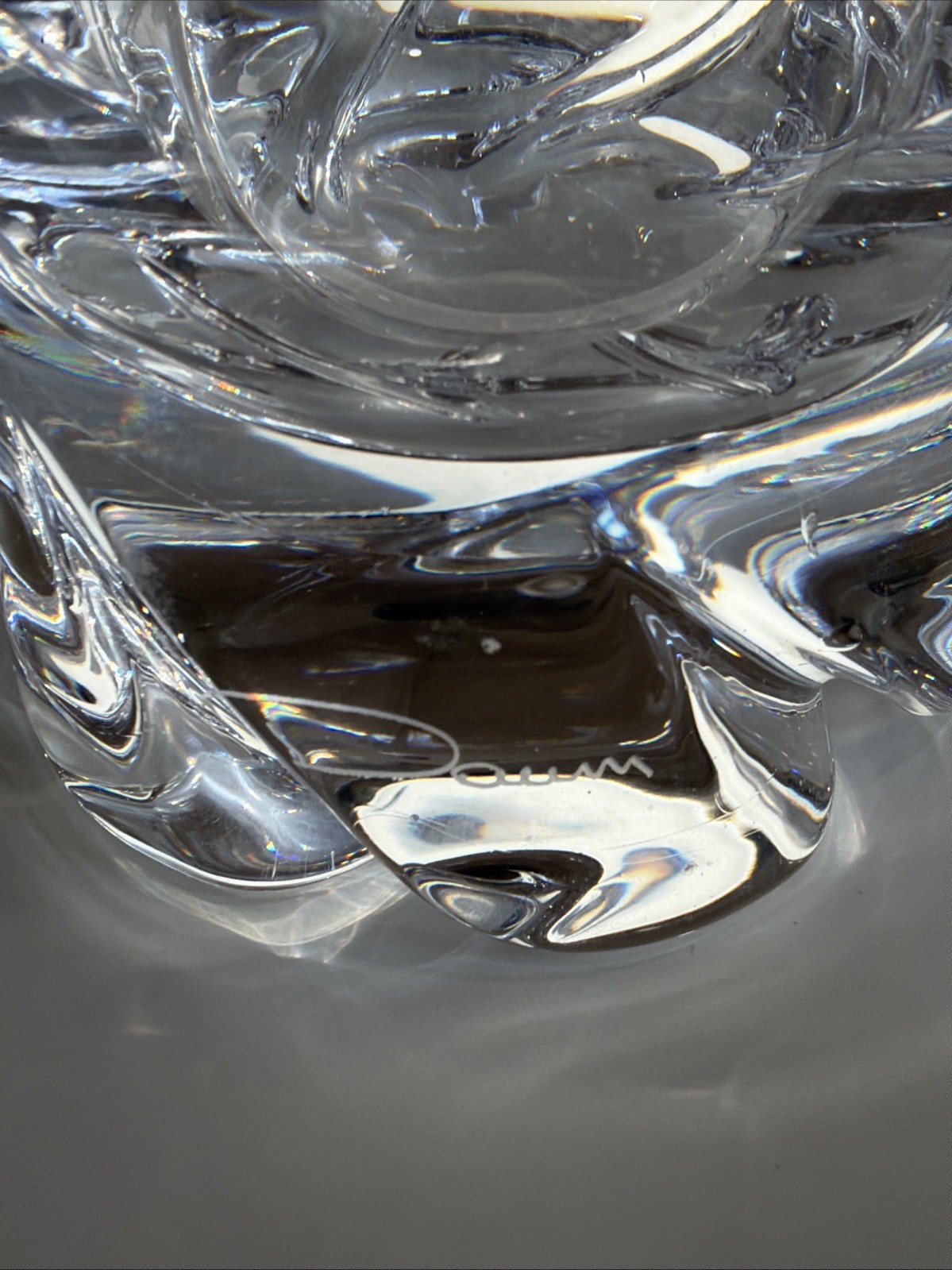 1950s Daum Sorcy Crystal Vase 8 In High x 5 In Diameter Signed
