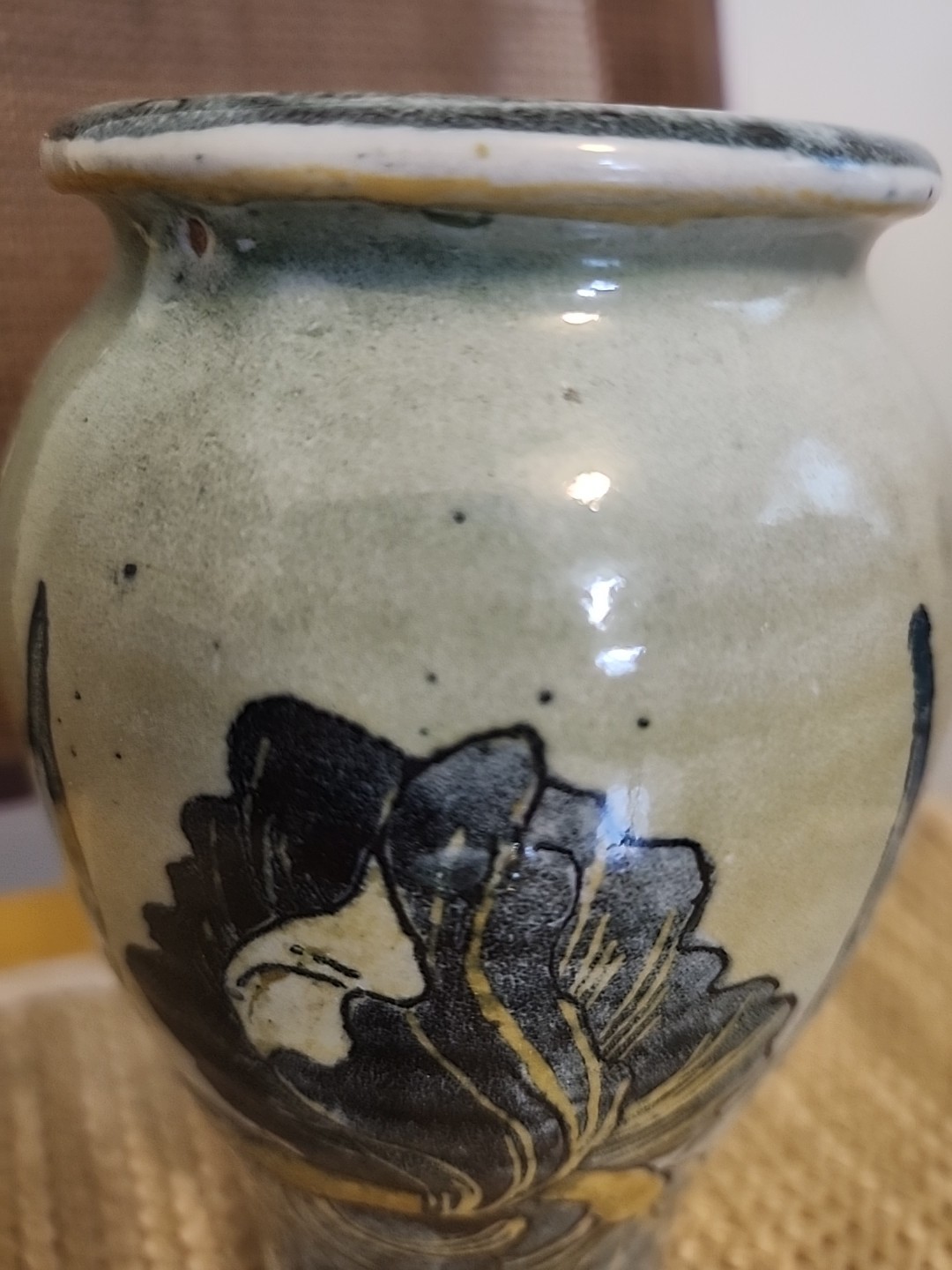 Vintage Santa Barbara Ceramic Design SBCD Vase Iris Floral Signed B Rose 7” Rare