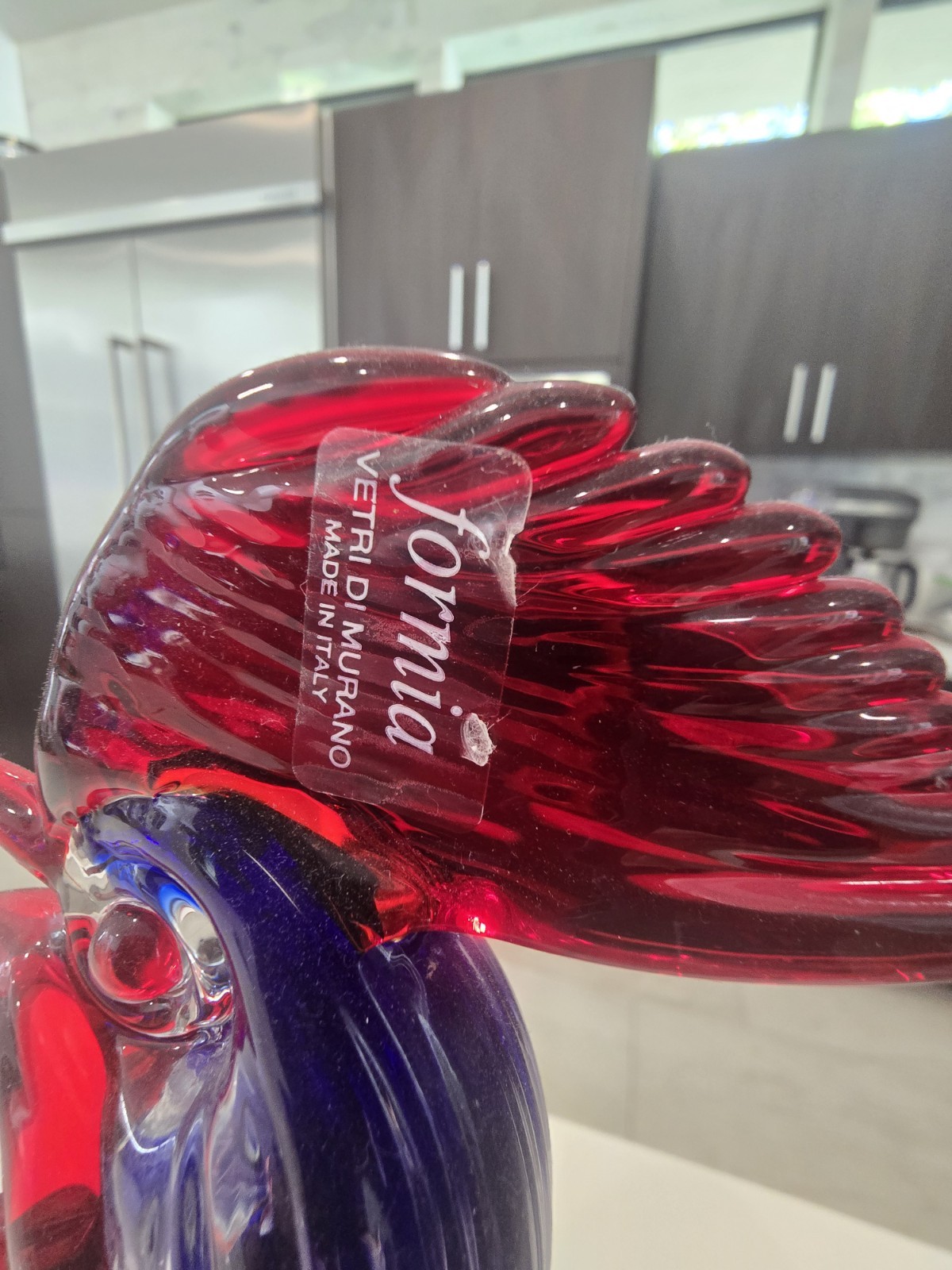 Genuine Murano Hand Blown Rooster Art Glass Colorful Italy Bubbles