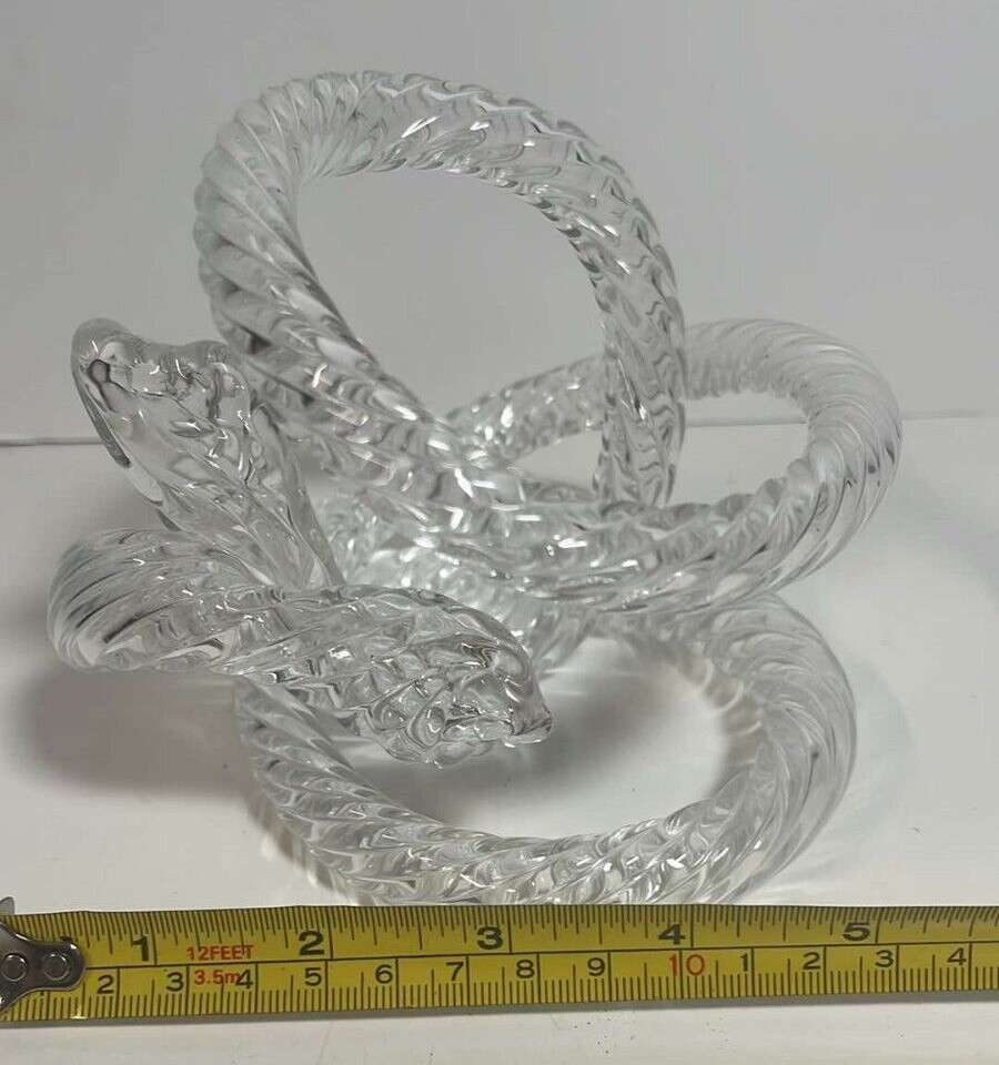 Vtg Clear Glass Textured Snake Ball Home Decor 6” X 7”