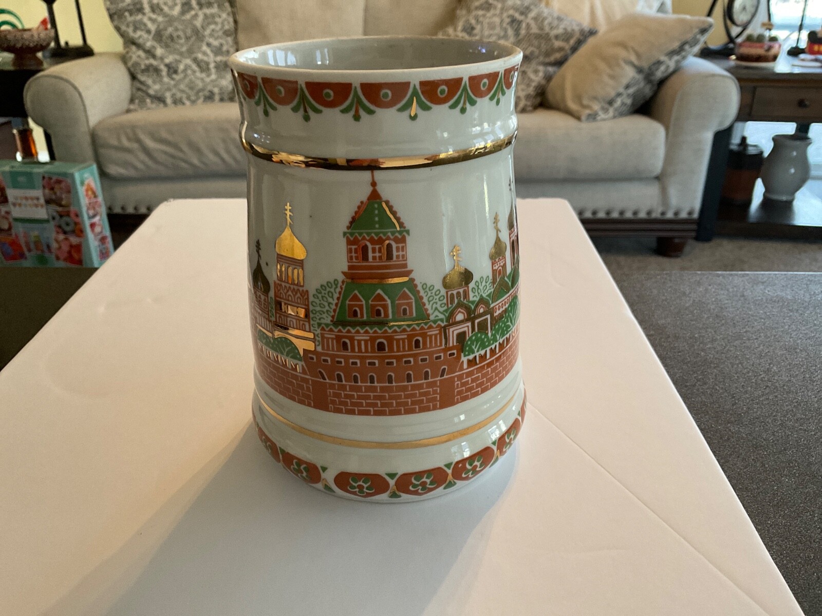 Russian Fabric Gardner Verbilky Ceramic Mug Made in Russia