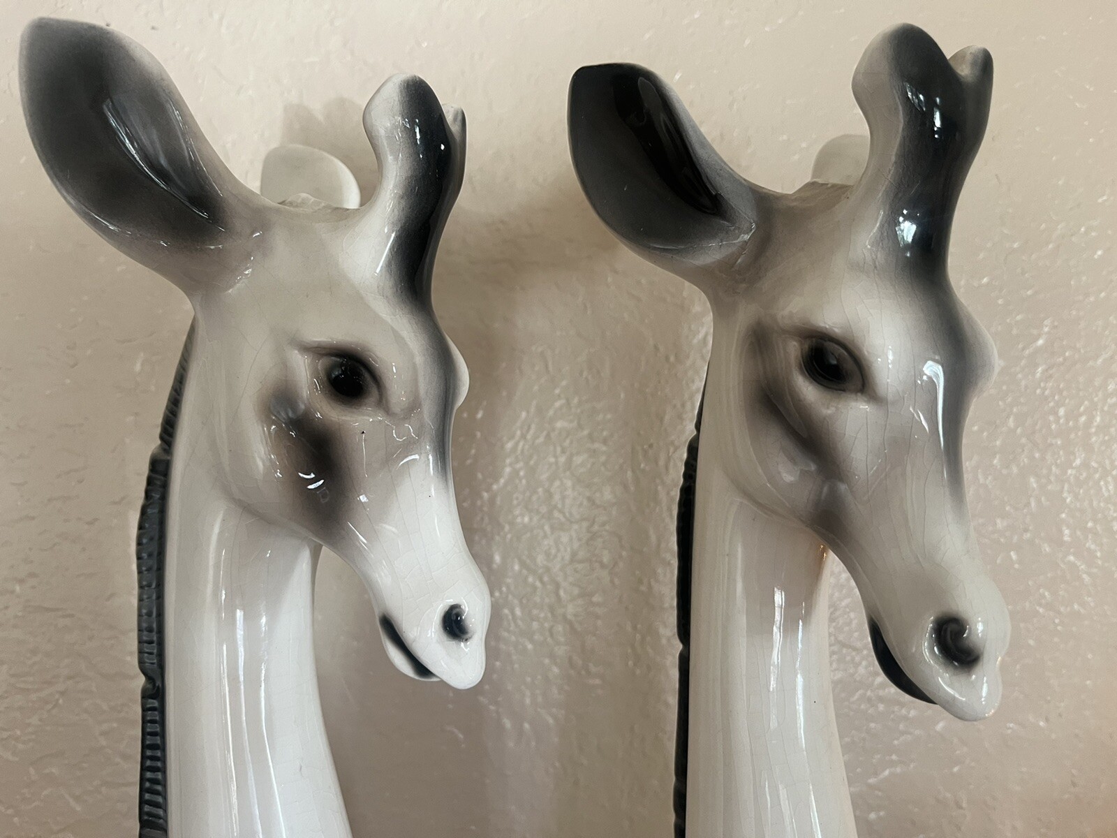 Vintage Mid Century Ceramic Giraffe Figurines Pair – Tall Art Pottery Statues