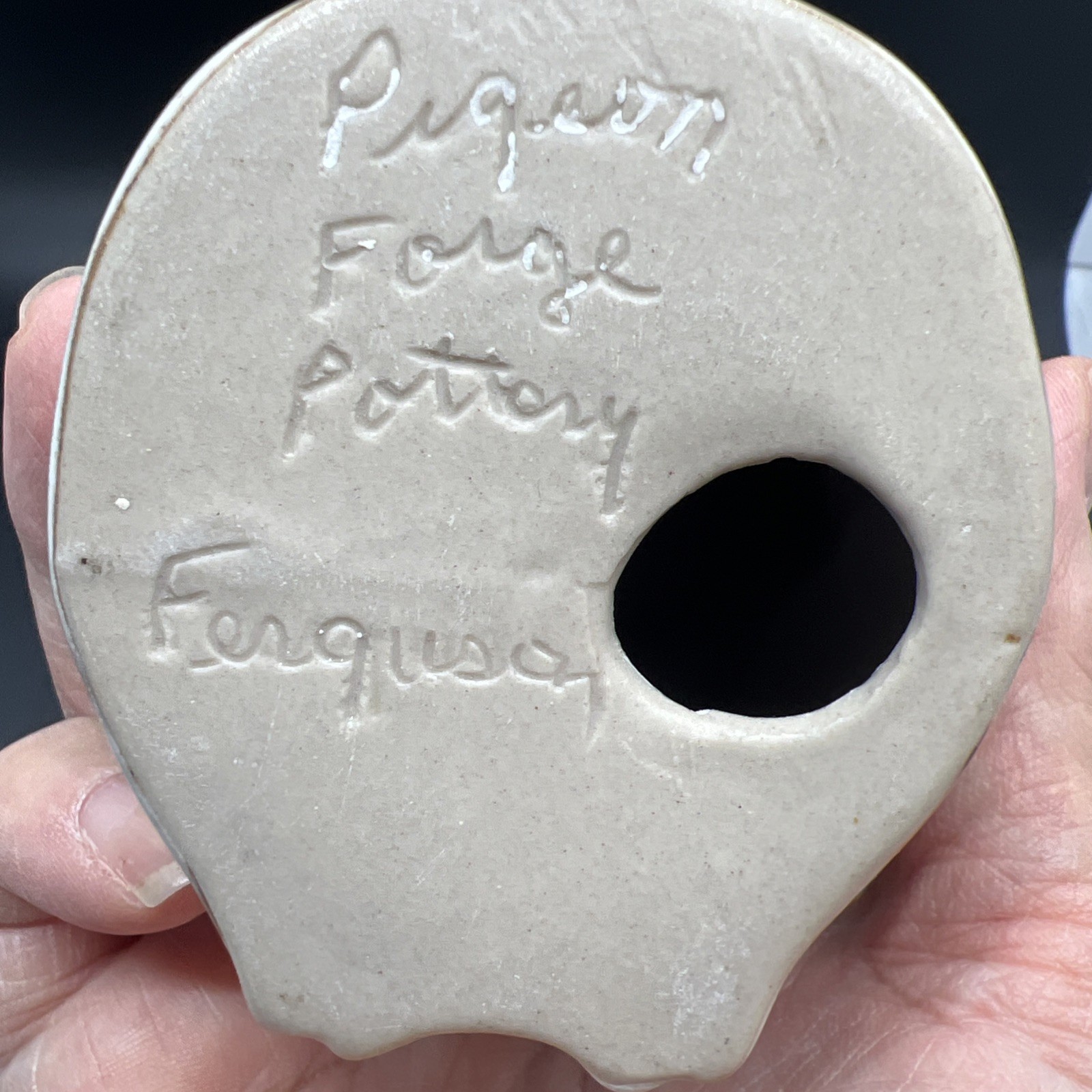 Vintage Pigeon Forge Pottery Speckled Owl, 4.5 Inches, C. 1980S, Signed Ferguson