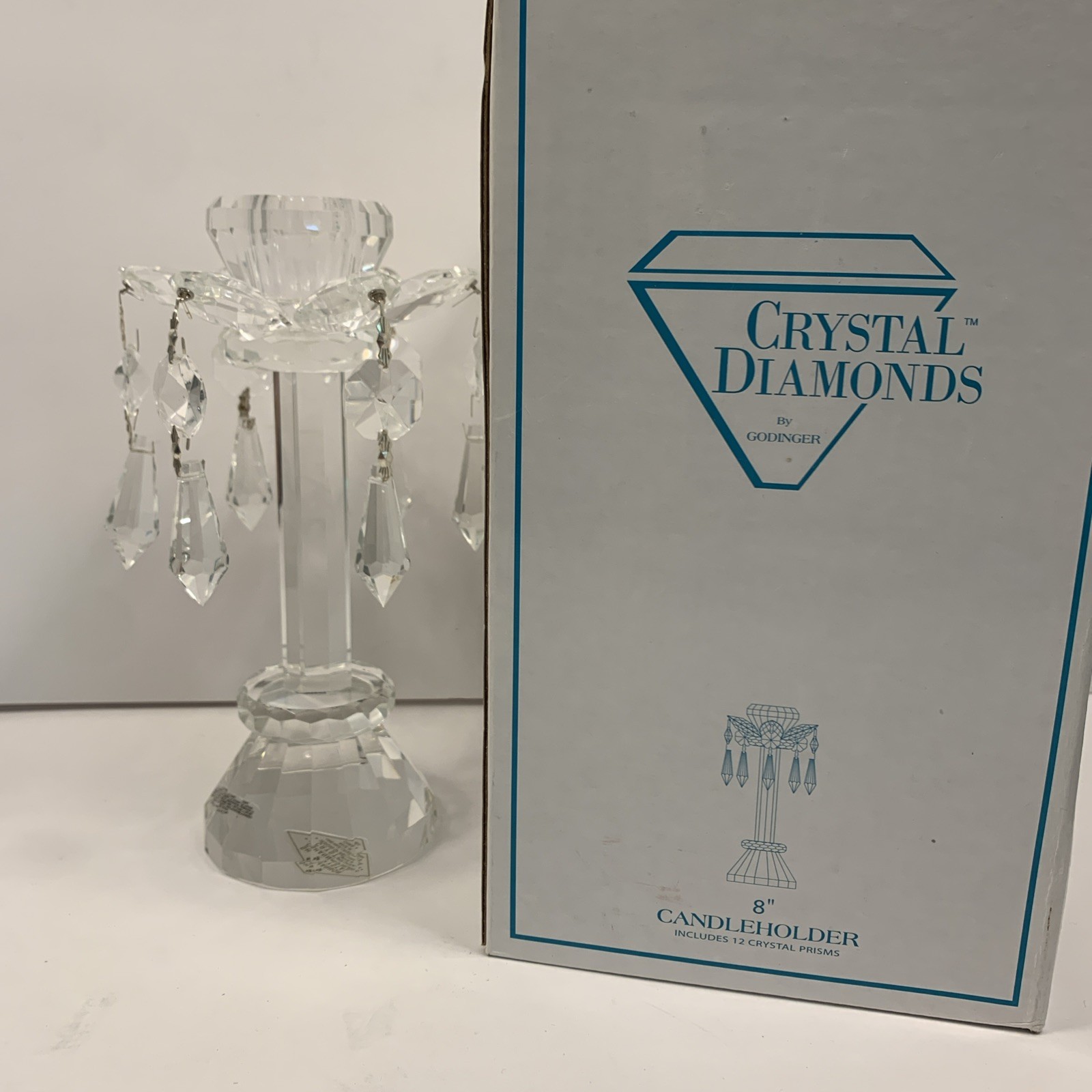 Crystal Diamonds By Godinger & Shannon 8” Candleholder Designed By Shannon