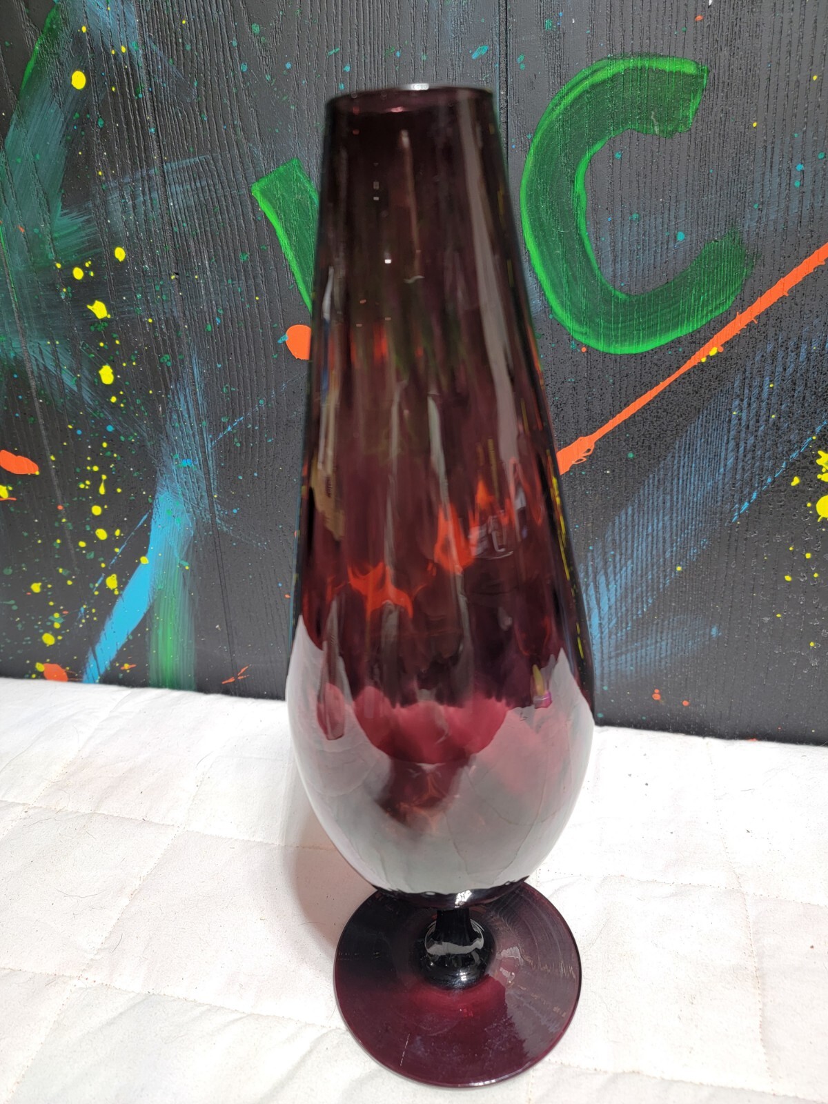 12.5″ Amethyst Art Glass Vase Bud Vase Elegant Home Decor Table Centerpiece