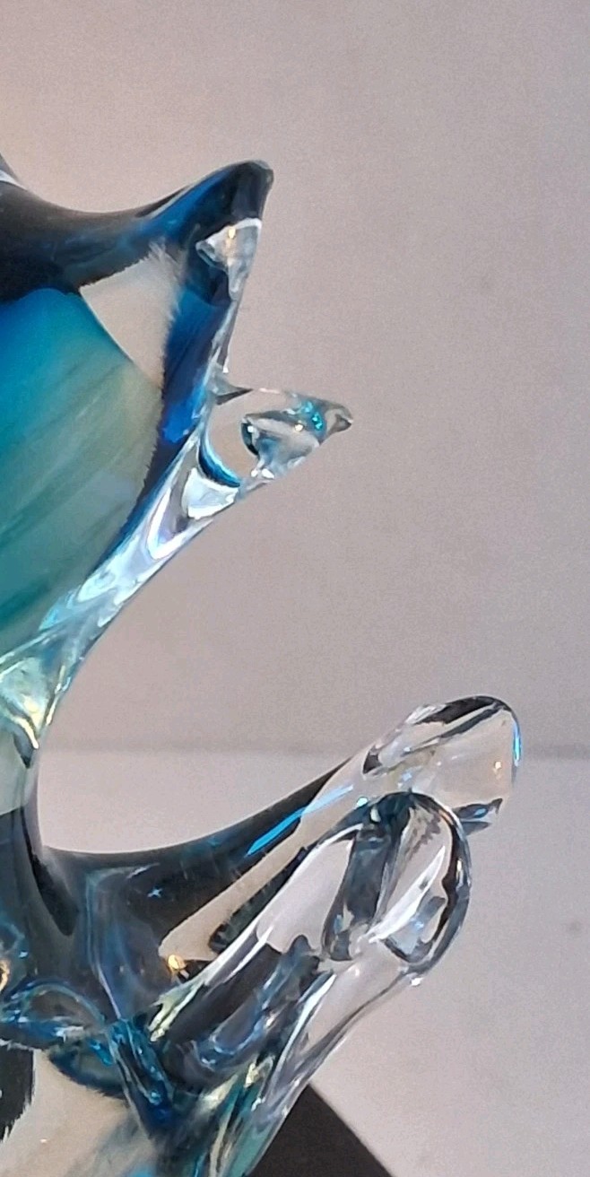 VTG Murano Artas Sommerso Tech. Blue Glass Fox Figurine; Hand Blown; EUC/Mint!