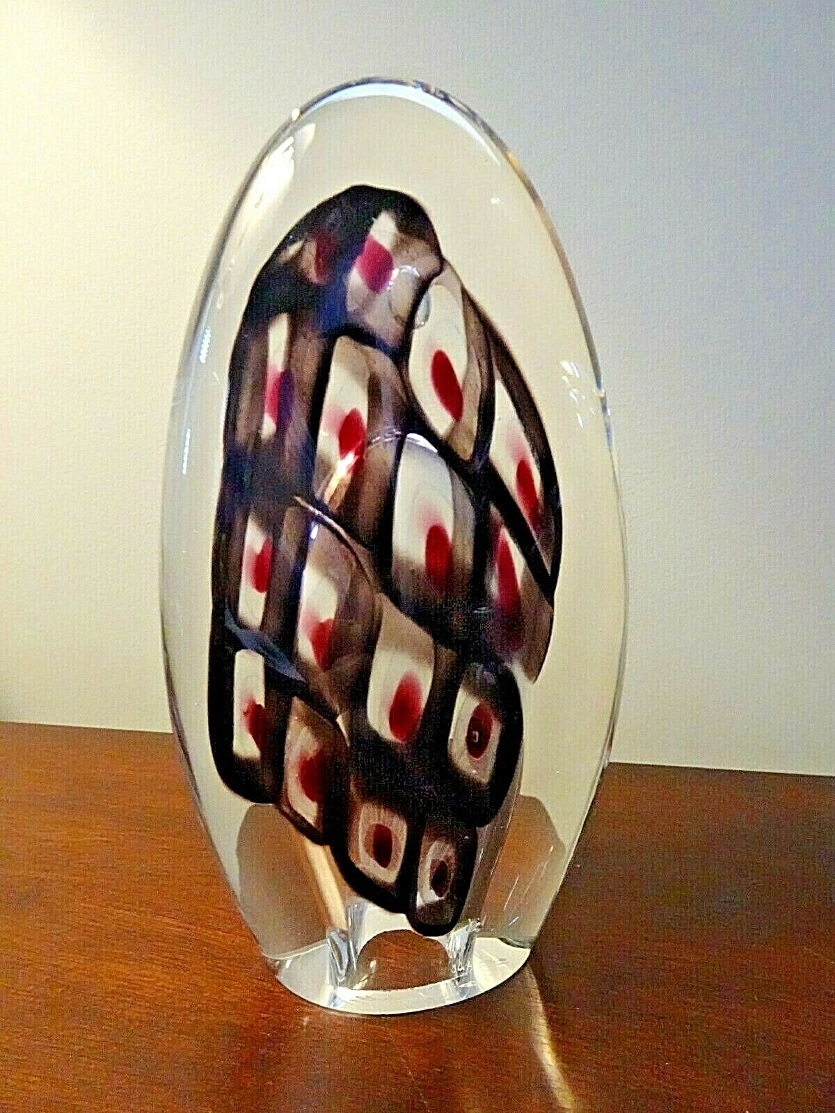 Signed Matthew Paskiet Firenation Toledo Art Glass Peacock Sculpture Paperweight