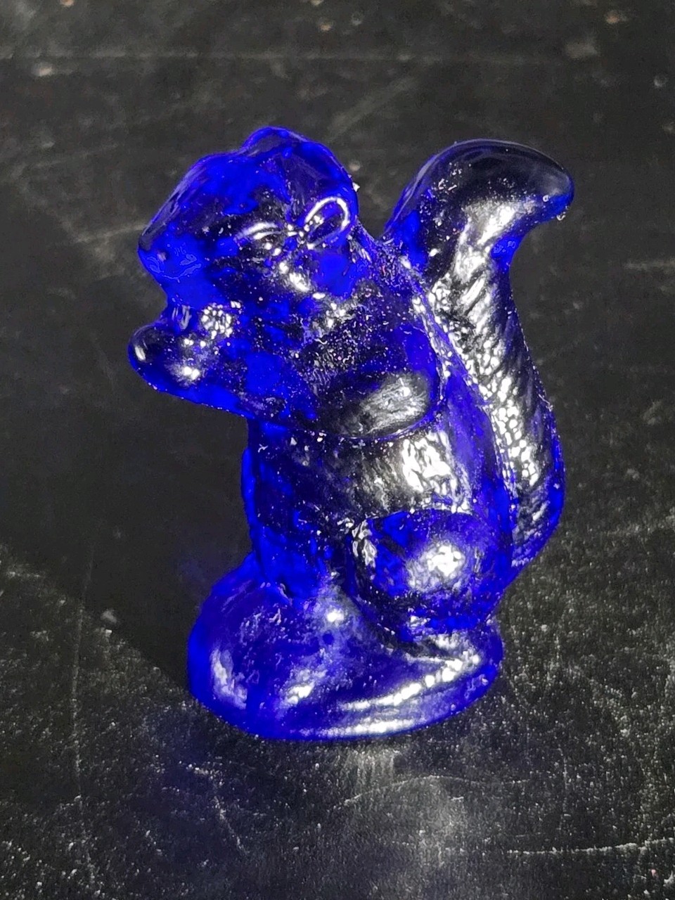 Vintage blue cobalt glass squirrel figurine