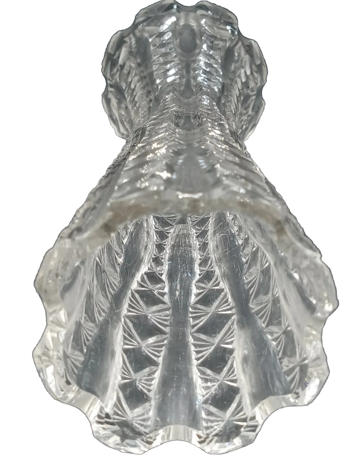 VTG HAND BLOWN CORSET STYLE CLEAR GLASS VASE 10.5T 2.25WT 3.5WB 1LB 6OZ