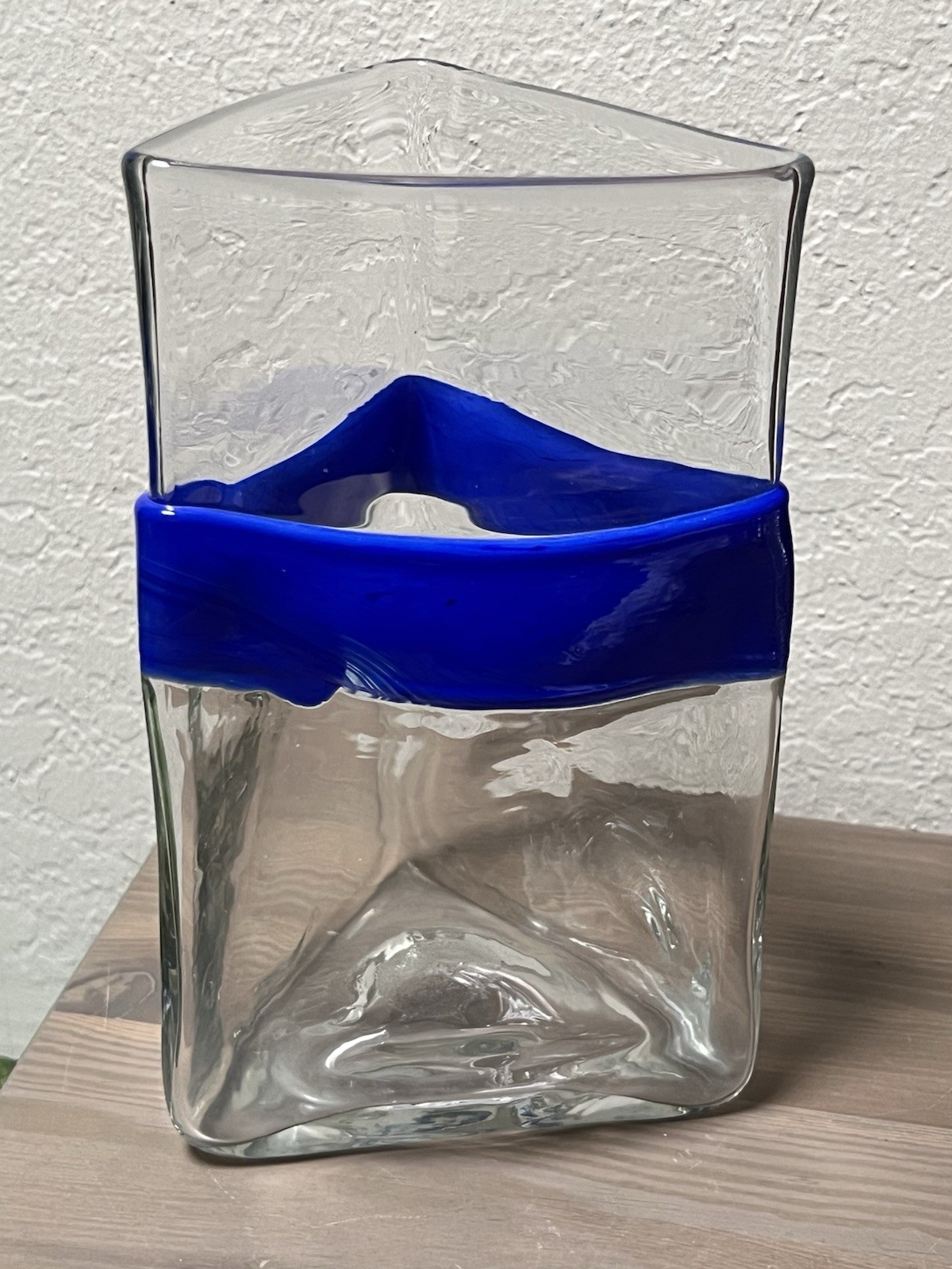 Vtg USA Uranium Wabi Sabi Triangle Glass Vase William Salas