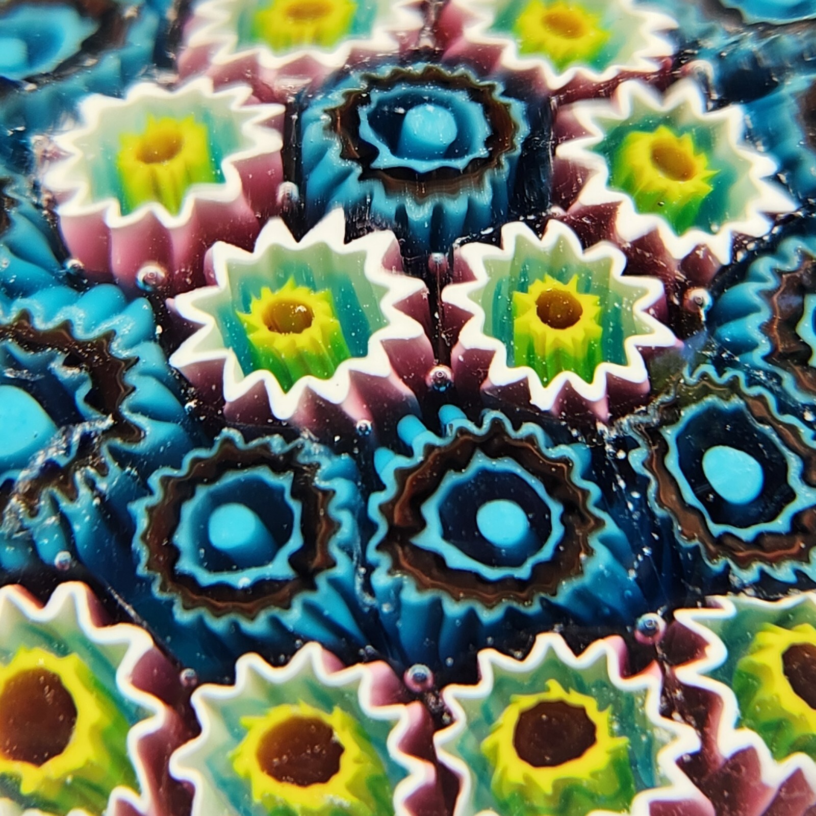 Murano Millefiori Paperweight Clear Bottom 2 7/8″