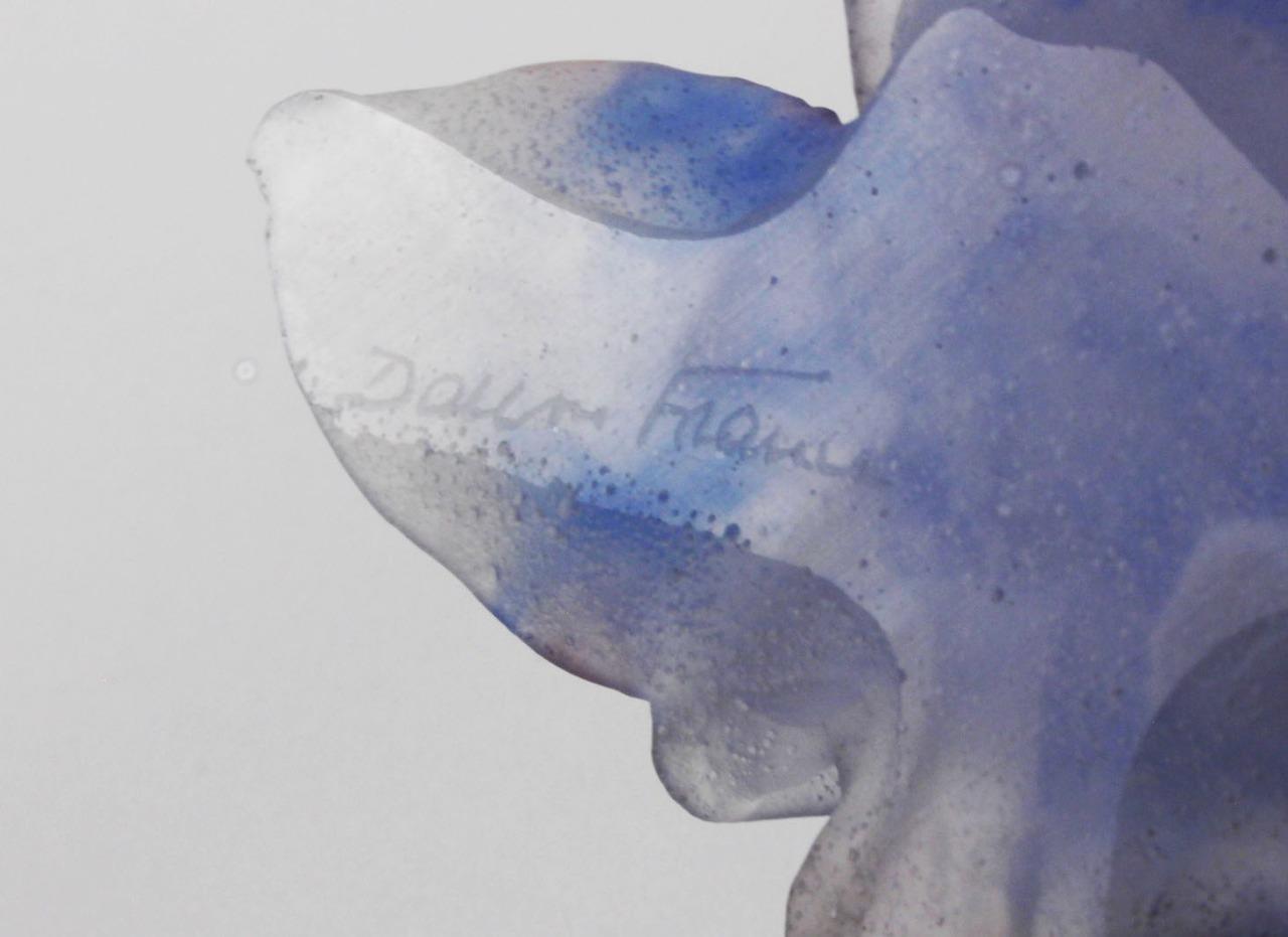 SIGNED DAUM VIOLET PATE DE VERRE CRYSTAL GLASS ROSE FLOWER FIGURINE PAPERWEIGHT