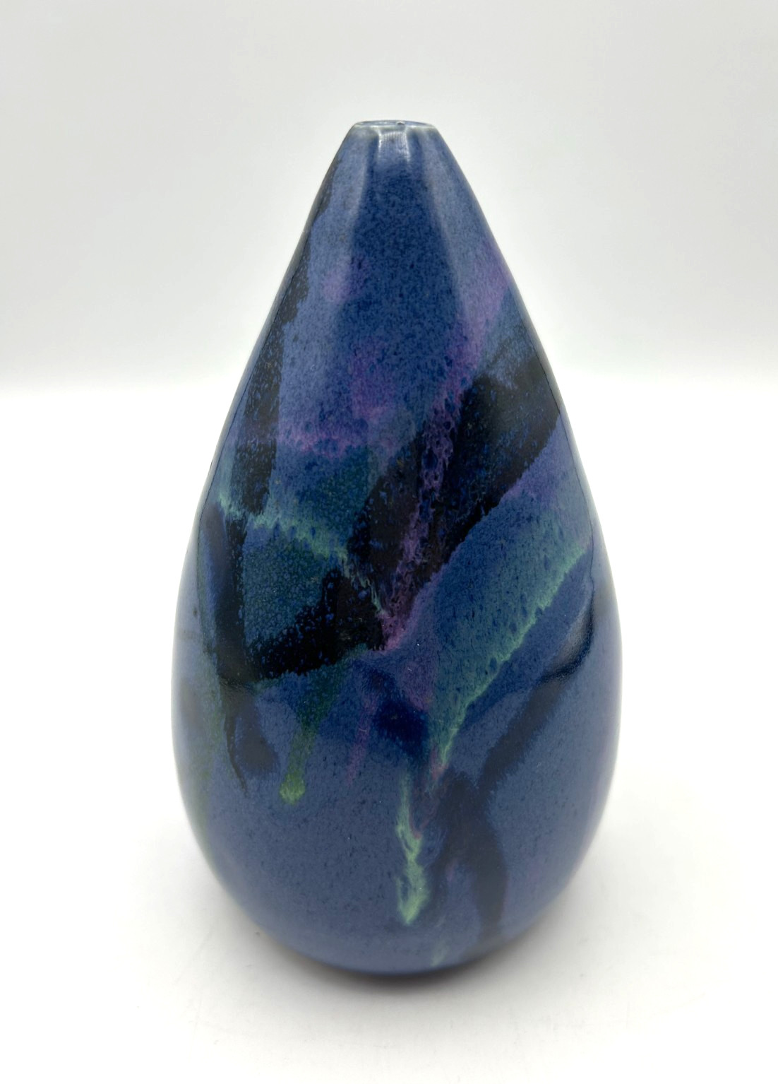 Studio Art Pottery Bud Vase Handmade Signed LaVetta Teardrop Abstract Glaze
