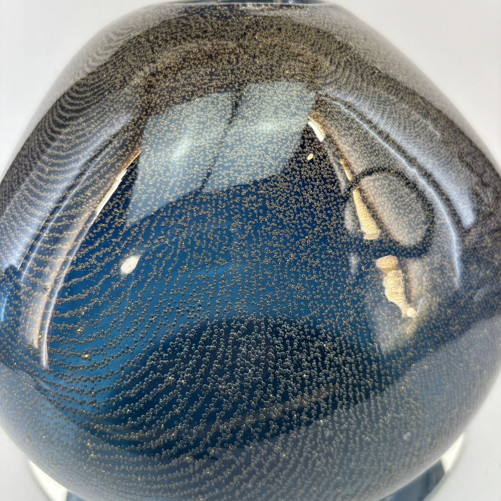 ONE ONLY Torre Tagus 6” Biomorphic Blue Silver Glass Vase Brutalist Organic