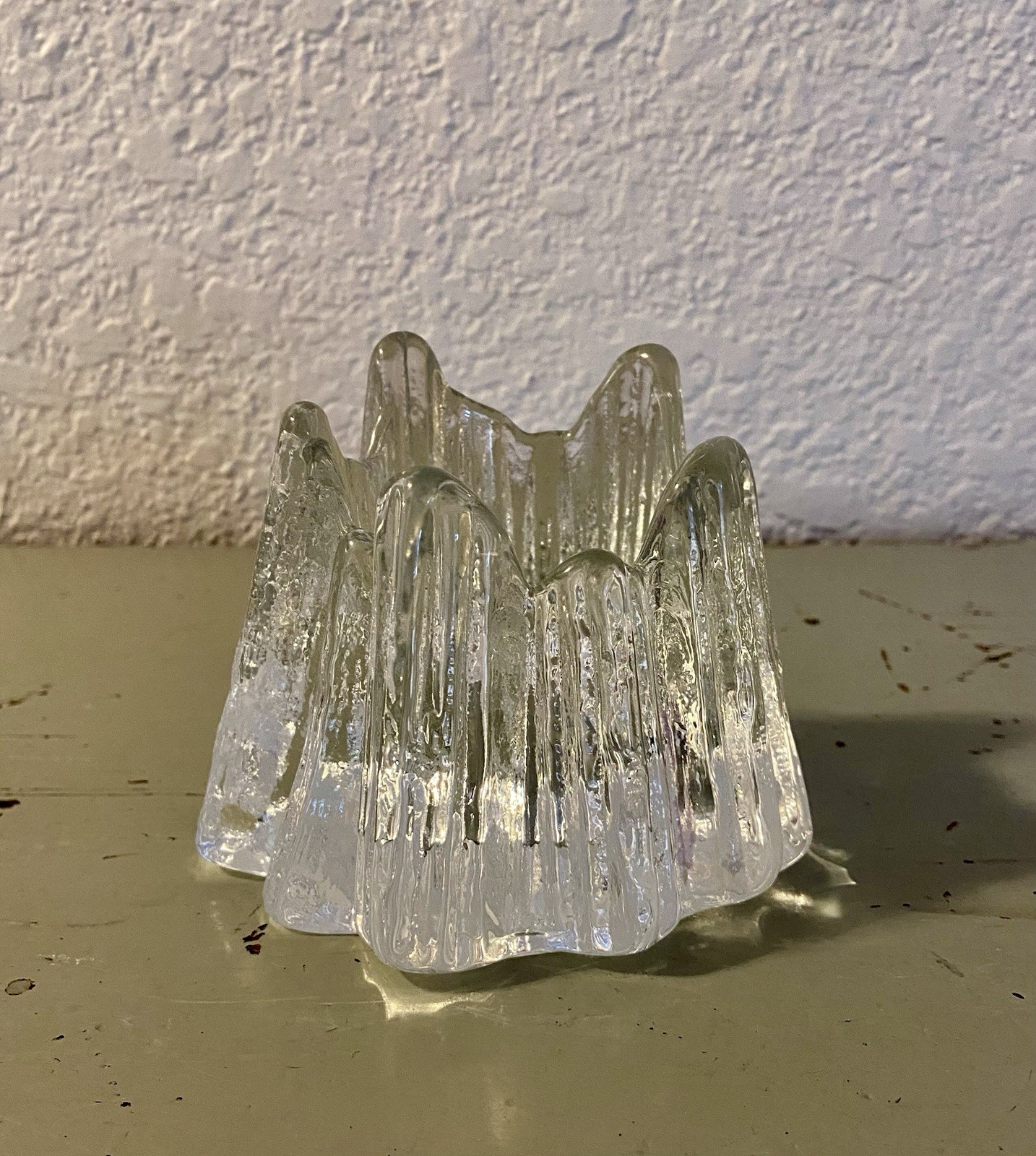NYNRO GLASS Candle Votive/Tea-light Holder Volcano Iceberg Vintage 1985 Sweden