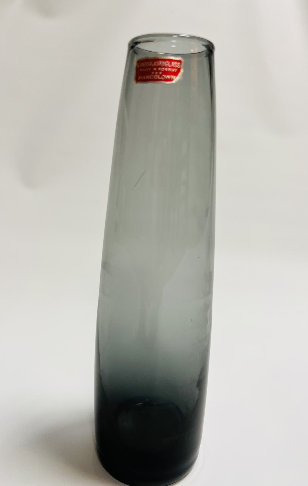 Vintage Randsfjord HandBlown Vase Norway Original Label W/Scratch