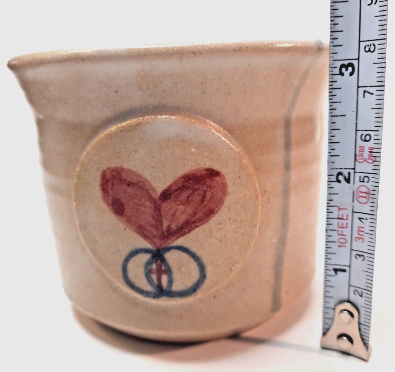 Rare-Gerald Eltzroth-Greene St Pottery-Signed G-Unity Crock-Heart/Cross/Circles