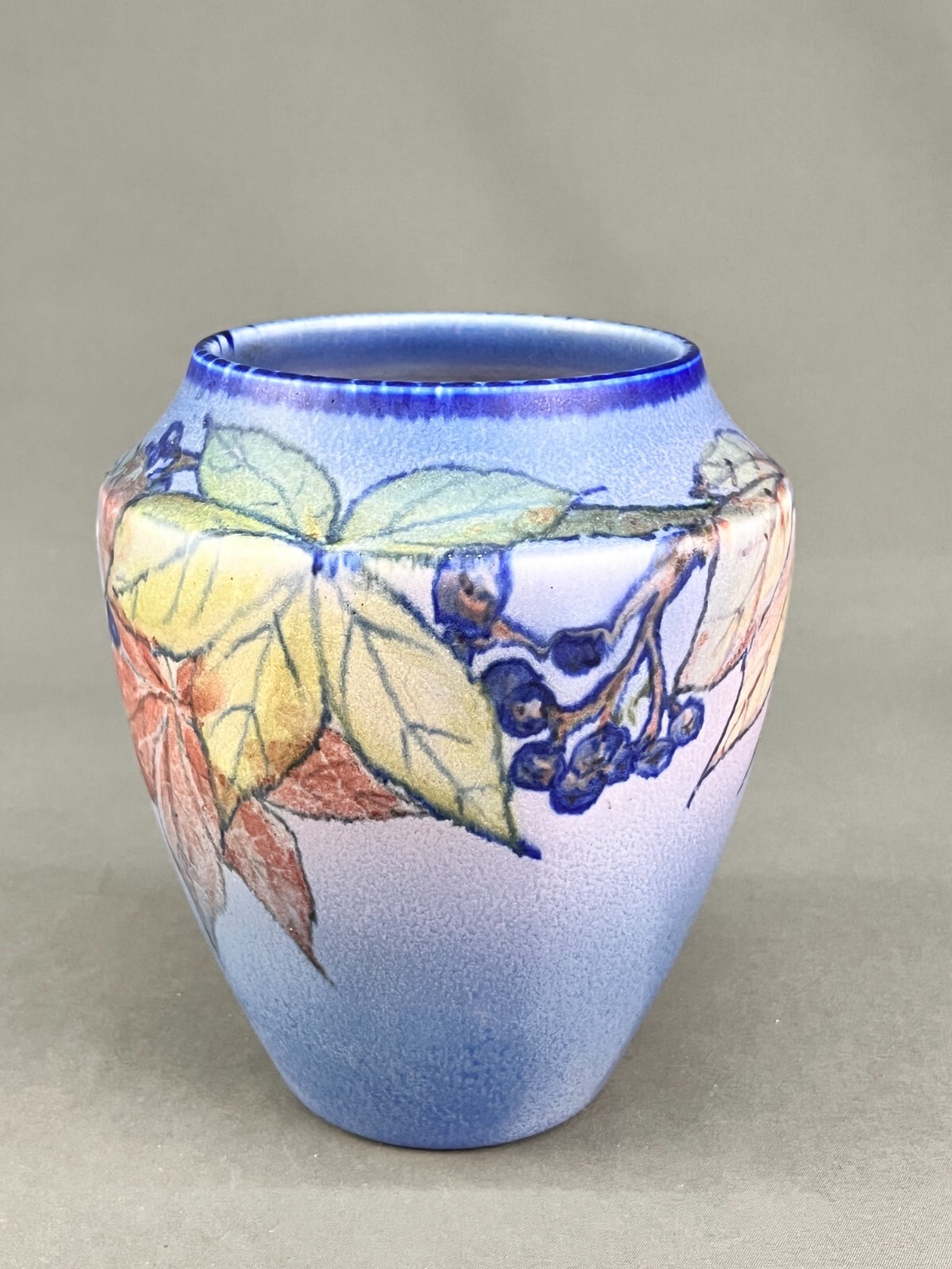 Rookwood Leaf & Grape 6 3/4″ Vellum Vase Shape 1780 Elizabeth Lincoln c. 1930