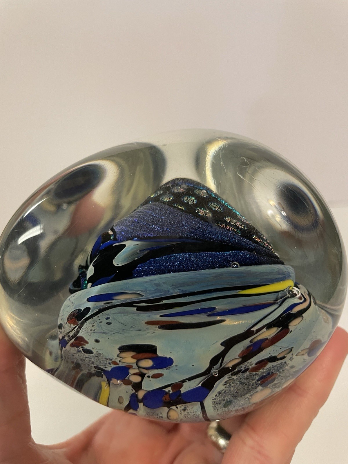 Vintage Art Glass Sculpture Signed Paperweight Undated