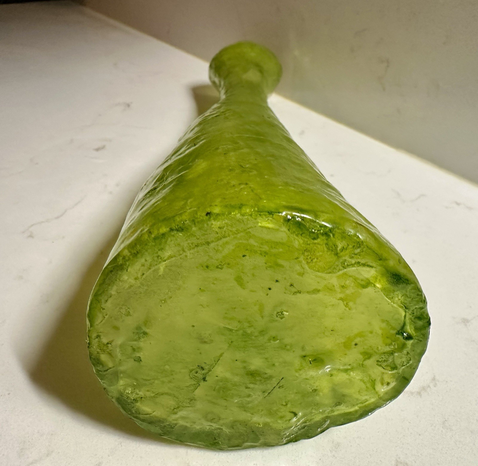 Vintage MCM Chartreuse Spaghetti Vase 10 3/4 Inches Tall Mid Century Modern