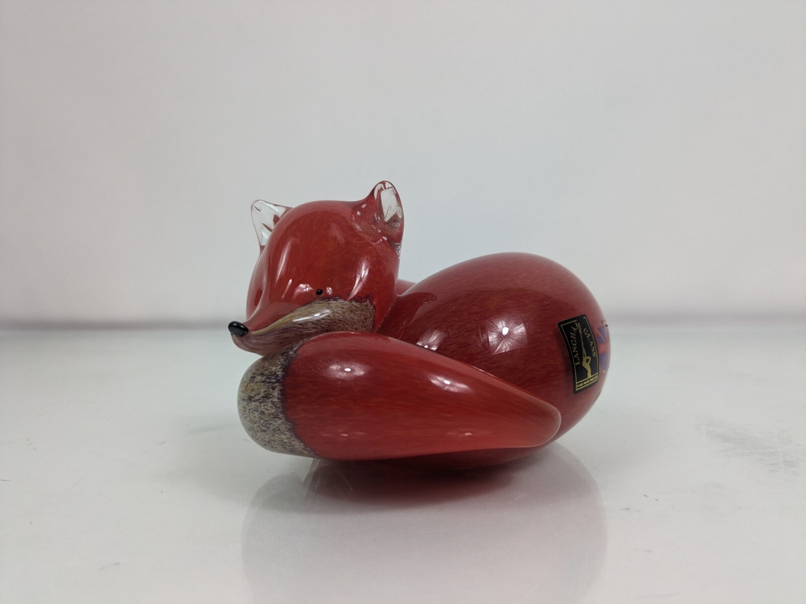 Beautiful Langham England Fox Paperweight HandBlown Art Glass Signed Paul Miller